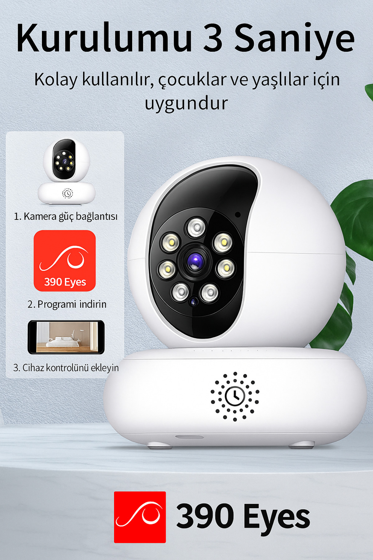 BLUE İNTER CMR-24 Akıllı Güvenlik Kamerası – 5G Destekli, 360° Dönebilen, Gece Görüşlü, Çift Yönlü Sesli fotoğrafı 6 (önizleme)