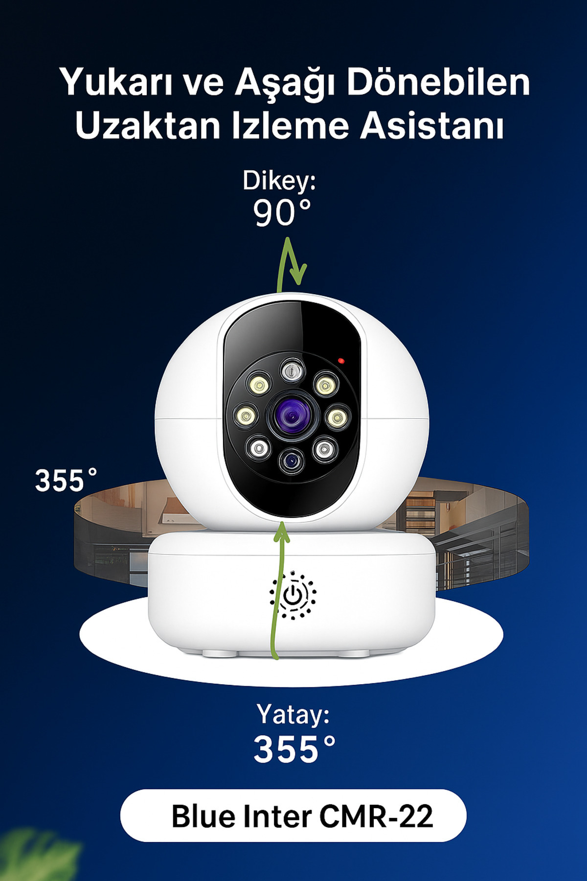 BLUE İNTER CMR-24 Akıllı Güvenlik Kamerası – 5G Destekli, 360° Dönebilen, Gece Görüşlü, Çift Yönlü Sesli fotoğrafı 5 (önizleme)