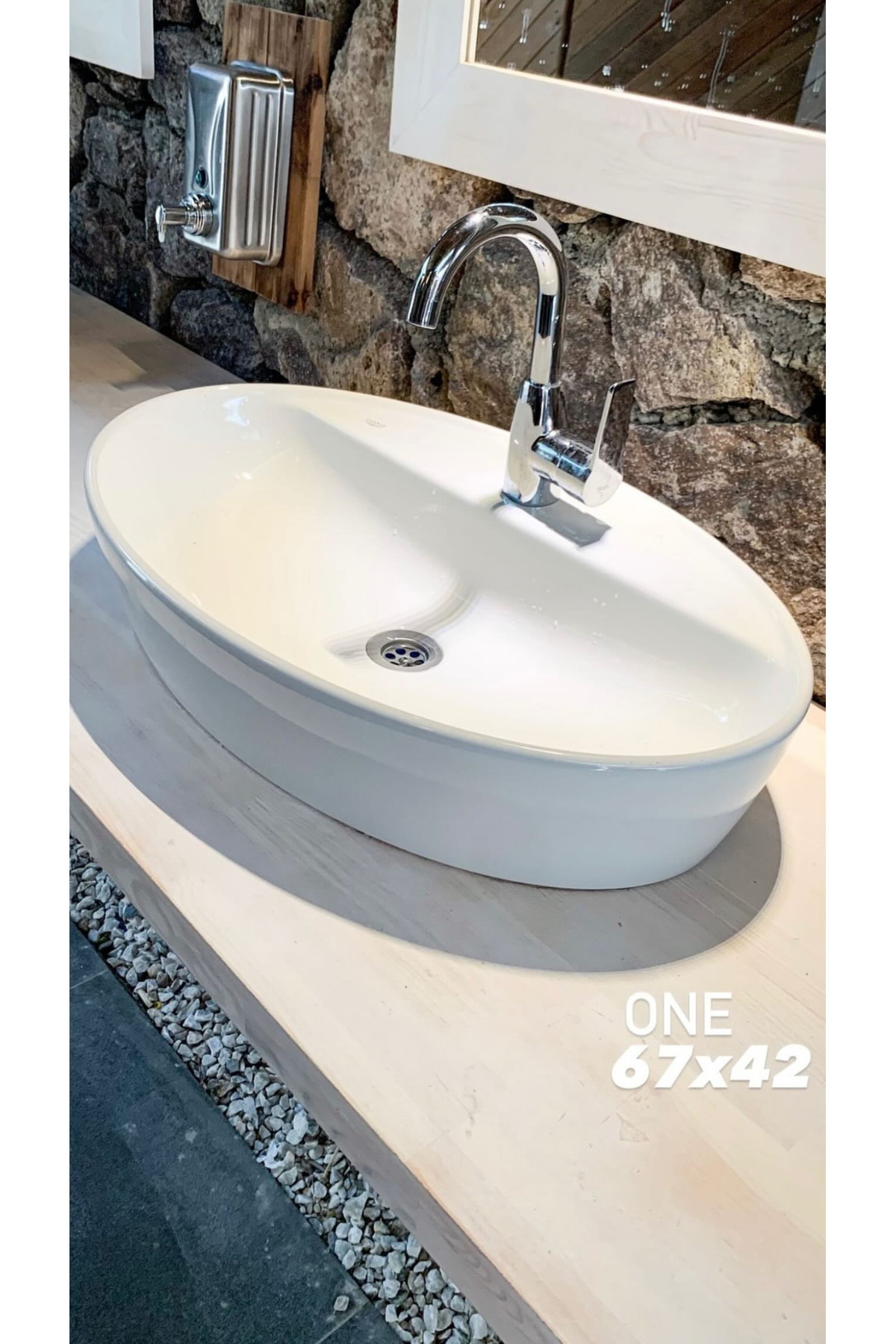 Turkuaz Tezgah Üstü Lavabo, One, 67x42 Cm (batarya Delikli)
