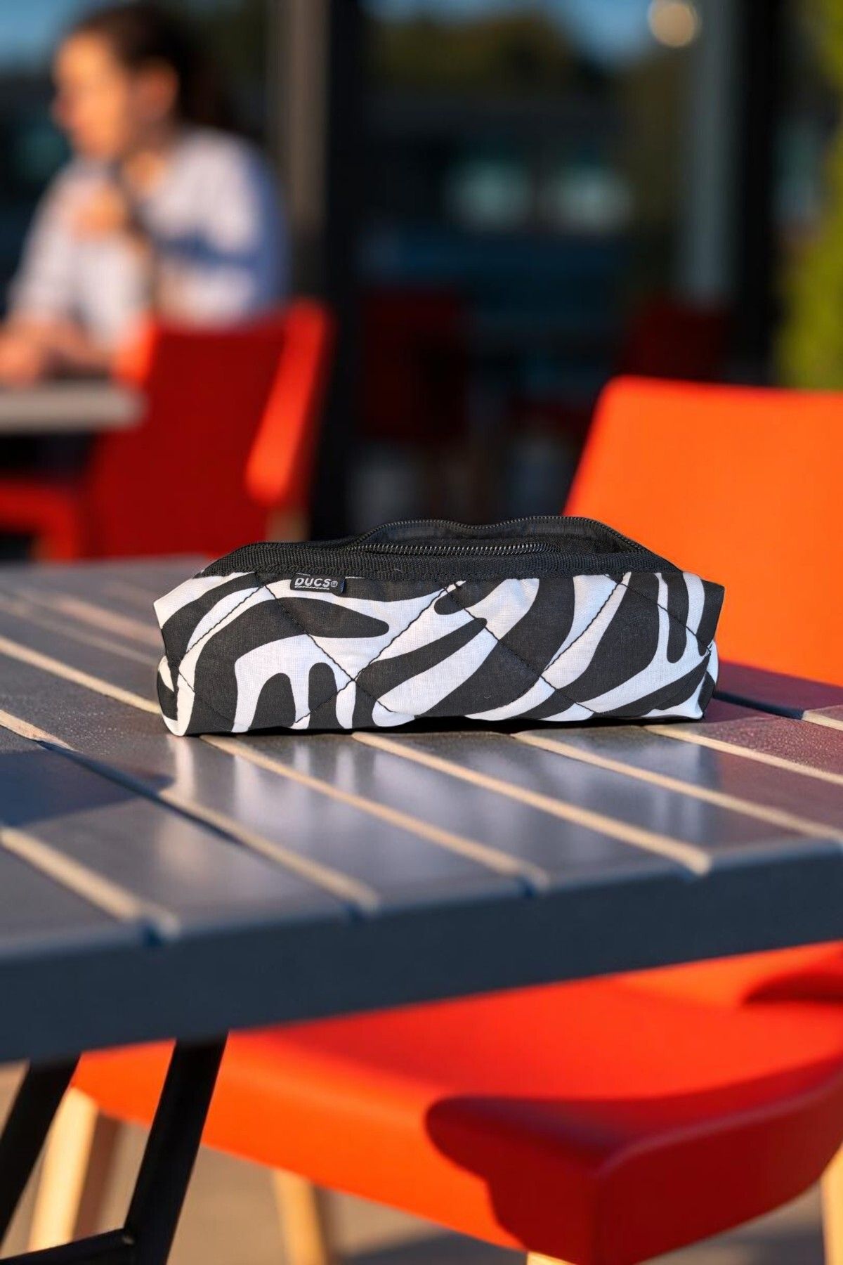 DUCS Zebra Desenli Kalem Kutusu %100 Pamuk Kapitone Dikişli -DCS-392