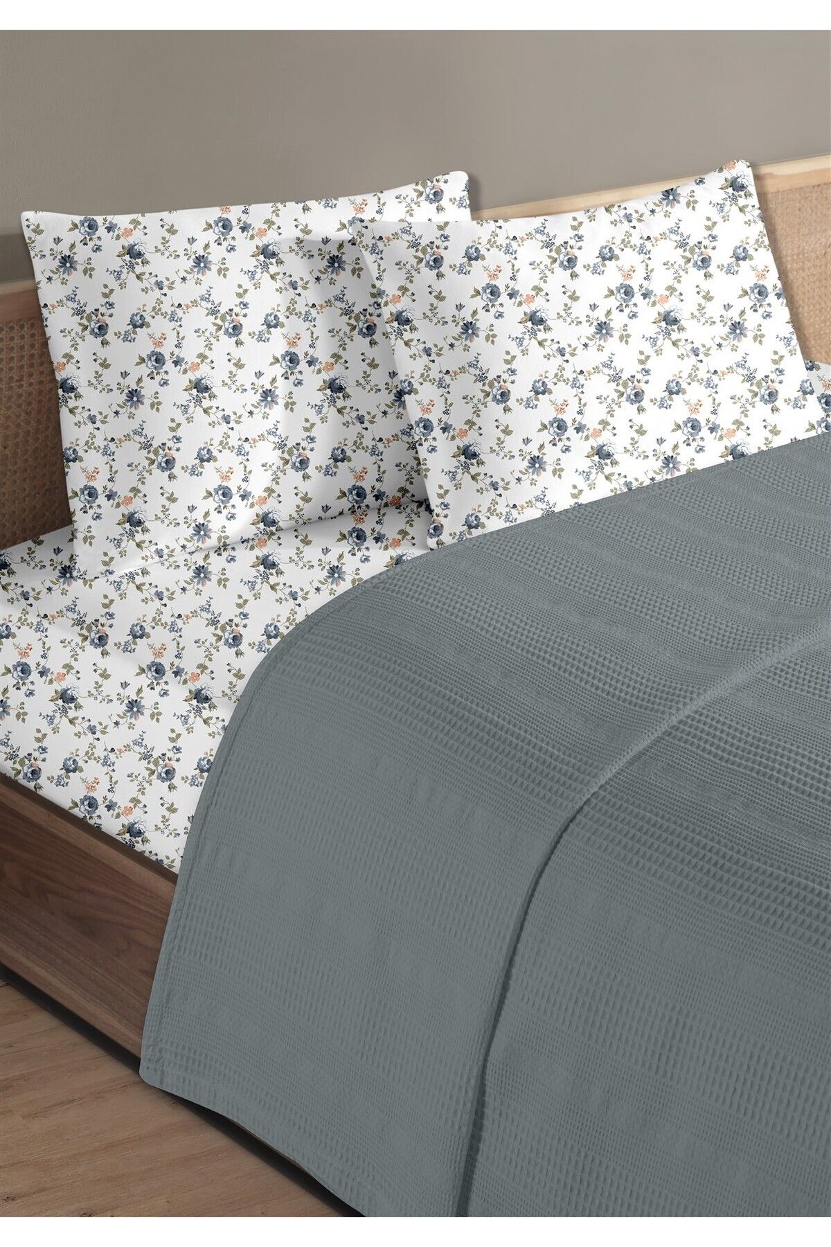 Evim %100 Pamuk Exclusive İndigo Tek Kişilik Pike Takımı 160 x 230 cm