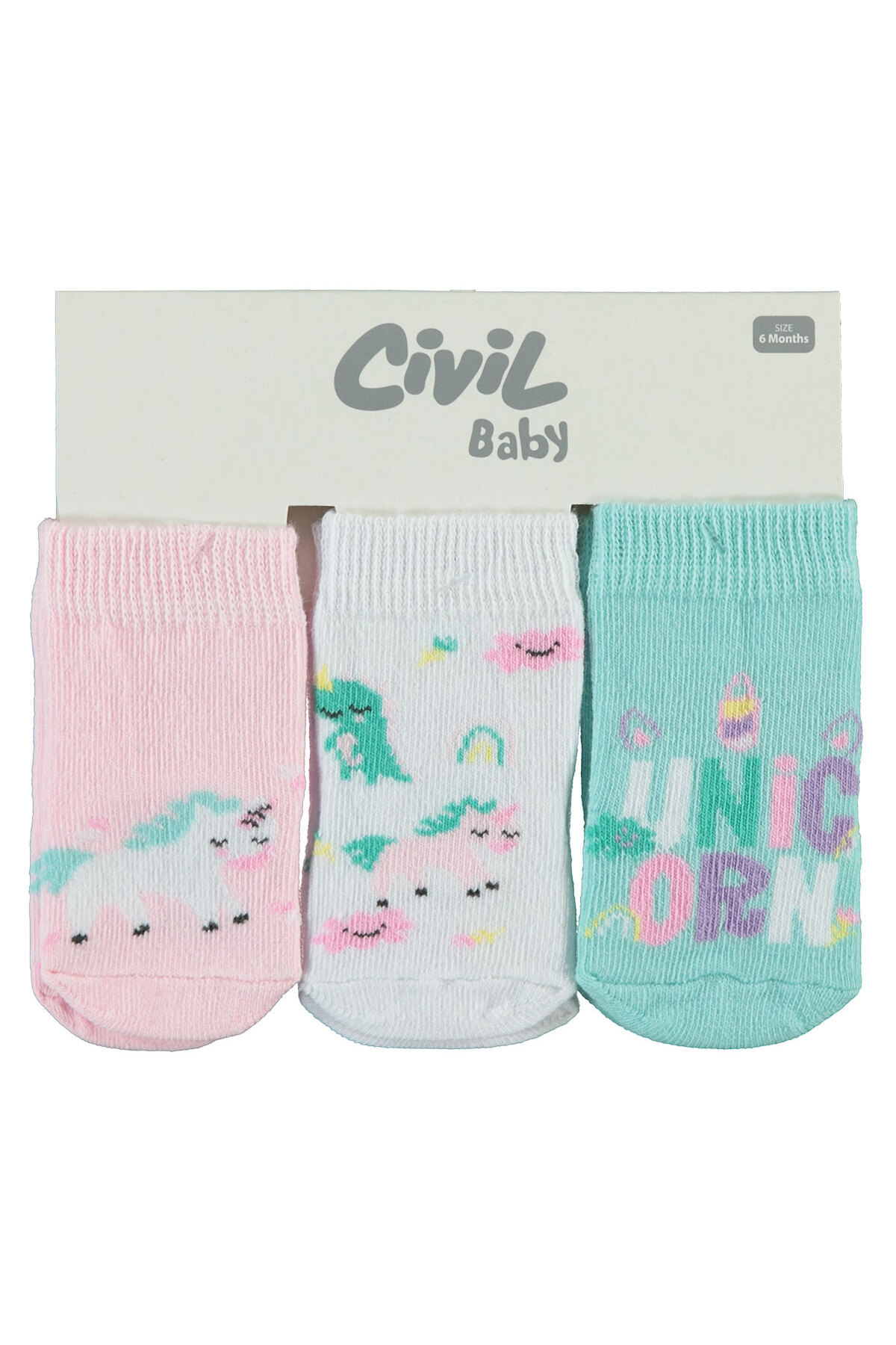 سیویل بیبی ست جوراب نوزادی دخترانه ۳ عددی، مناسب برای ۶ تا ۱۸ ماه، رنگ نعنایی