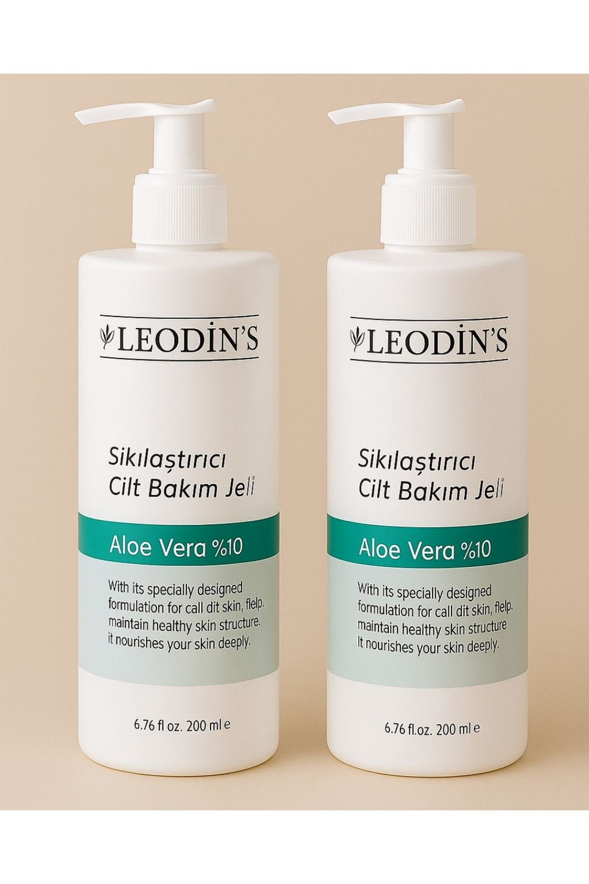 LEODİNS Sıkılaştırıcı Cilt Bakım Jeli 2'li Set - Aloe Vera %10 Içerikli Nemlendirici Ve Onarıcı Jel