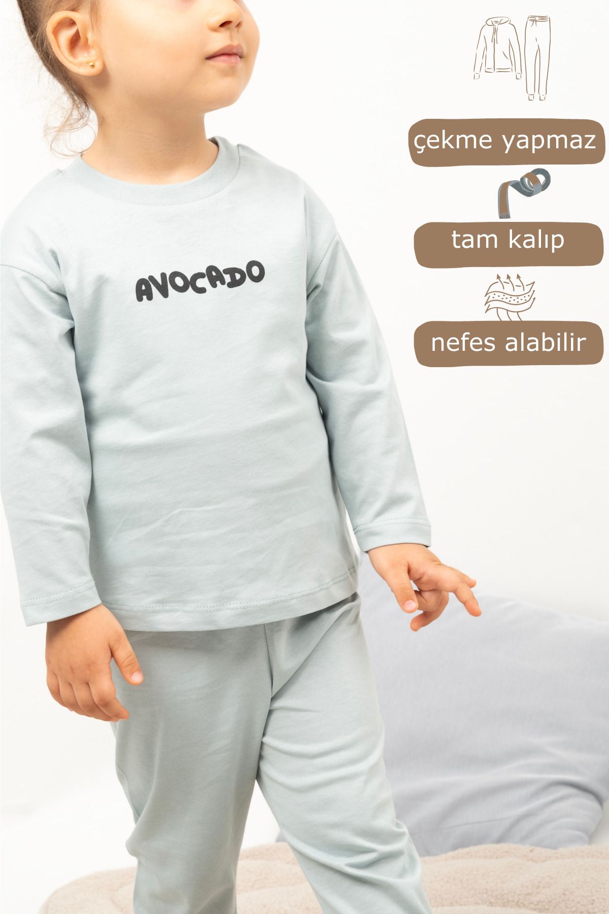 Vauva-Set de pijamale pentru fete și băieți Set de pijamale cu mânecă lungă 100% bumbac 3