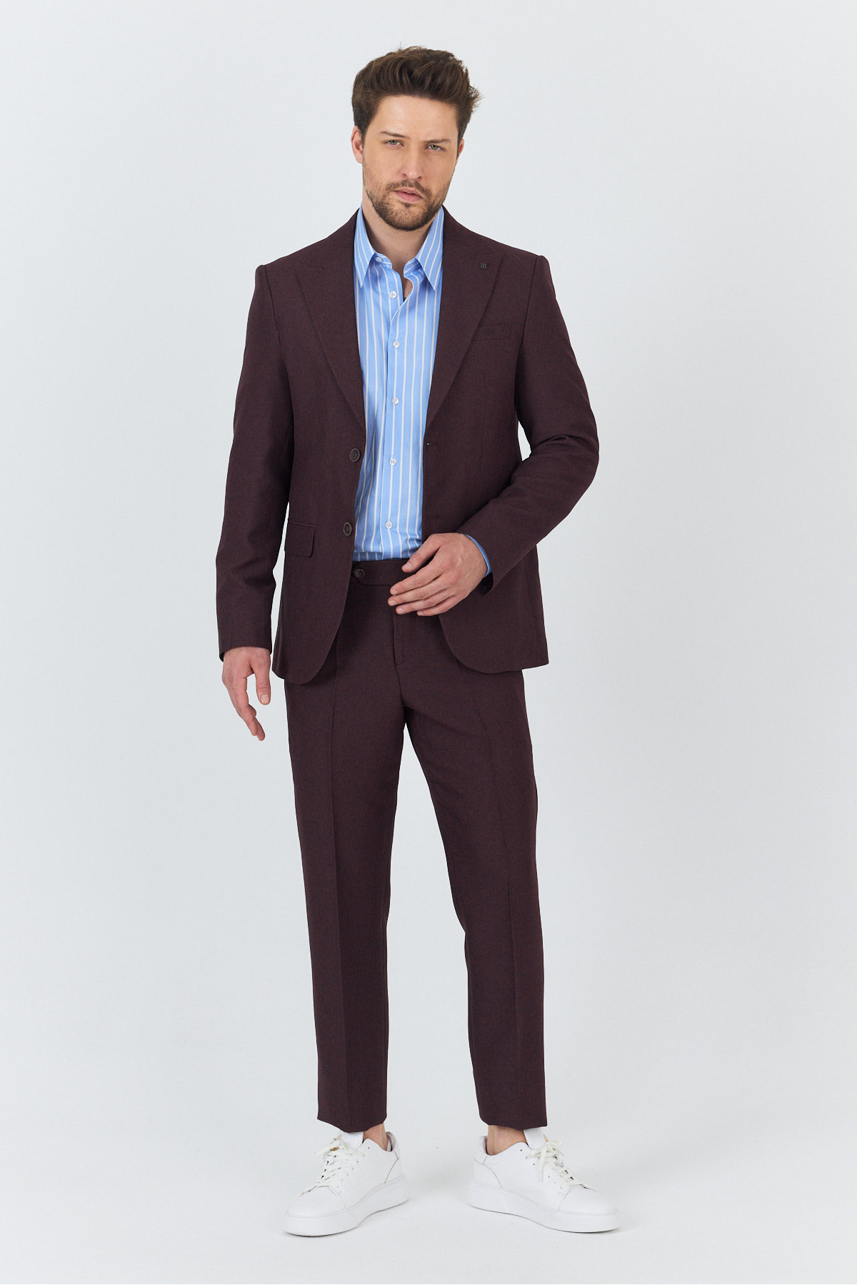 Frappoli Alfredo Erkek Bordo İlkbahar-Yaz Slim Fit 2'li Takım Elbise