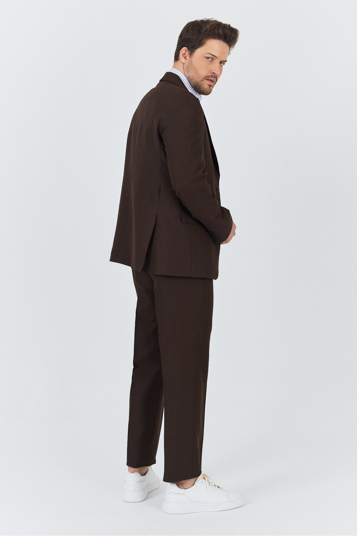 Frappoli  Alfredo Erkek Kahve İlkbahar-Yaz Slim Fit 2'li Takım Elbise - Görsel 7
