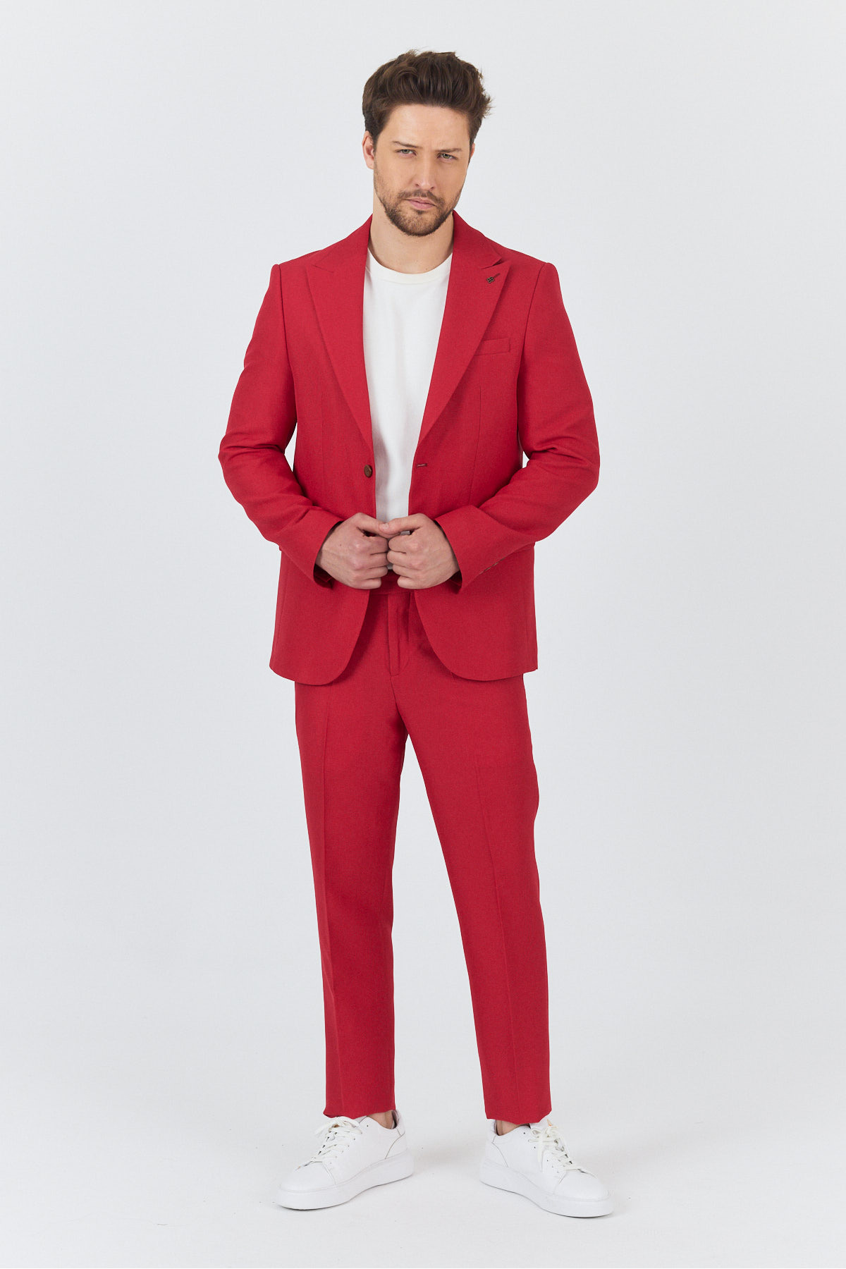 Frappoli Alfredo Erkek Kırmızı İlkbahar-Yaz Slim Fit 2'li Takım Elbise