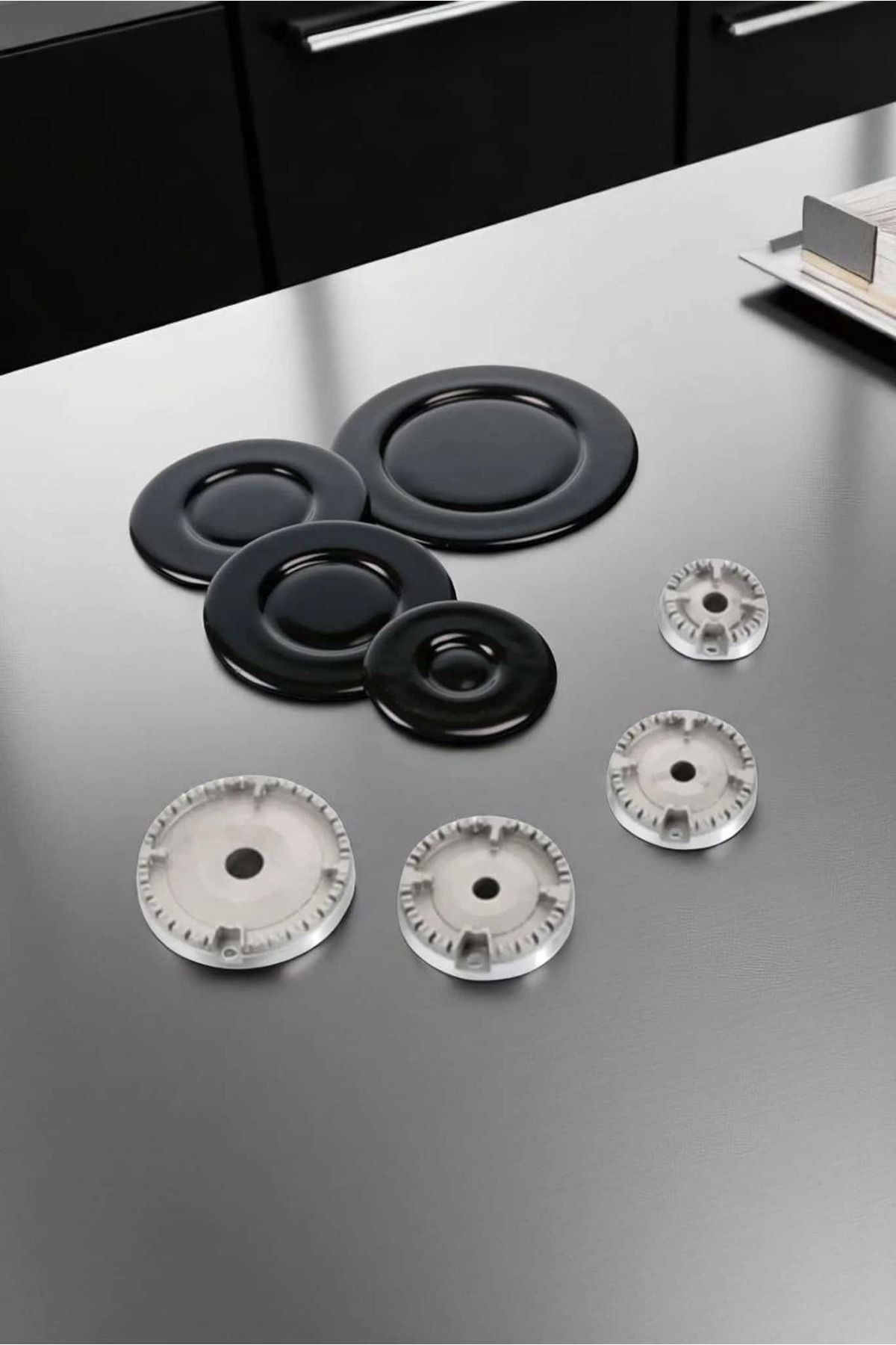ÇEÇEN HOME Set Üstü Ocak Ankastre Çakmaklı Tip Bek Ve Kapak Takımı 4 Göz Tam Set 8 Parça Tüm Markalara Uyumlu