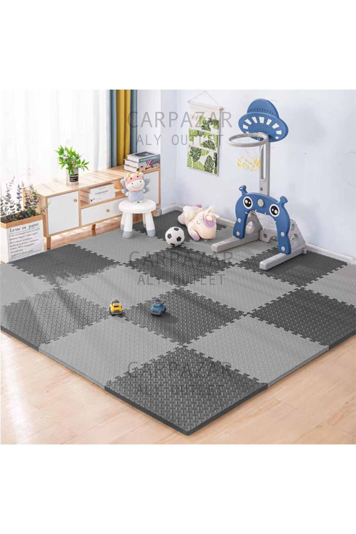CARPAZAR Tatami Eva Mat Çocuklar İçin Köpük Halı Matı Puzzle Geçmeli Oyun Spor Kaymaz Mat 16 adet 50x50 13mm fotoğrafı 2 (önizleme)