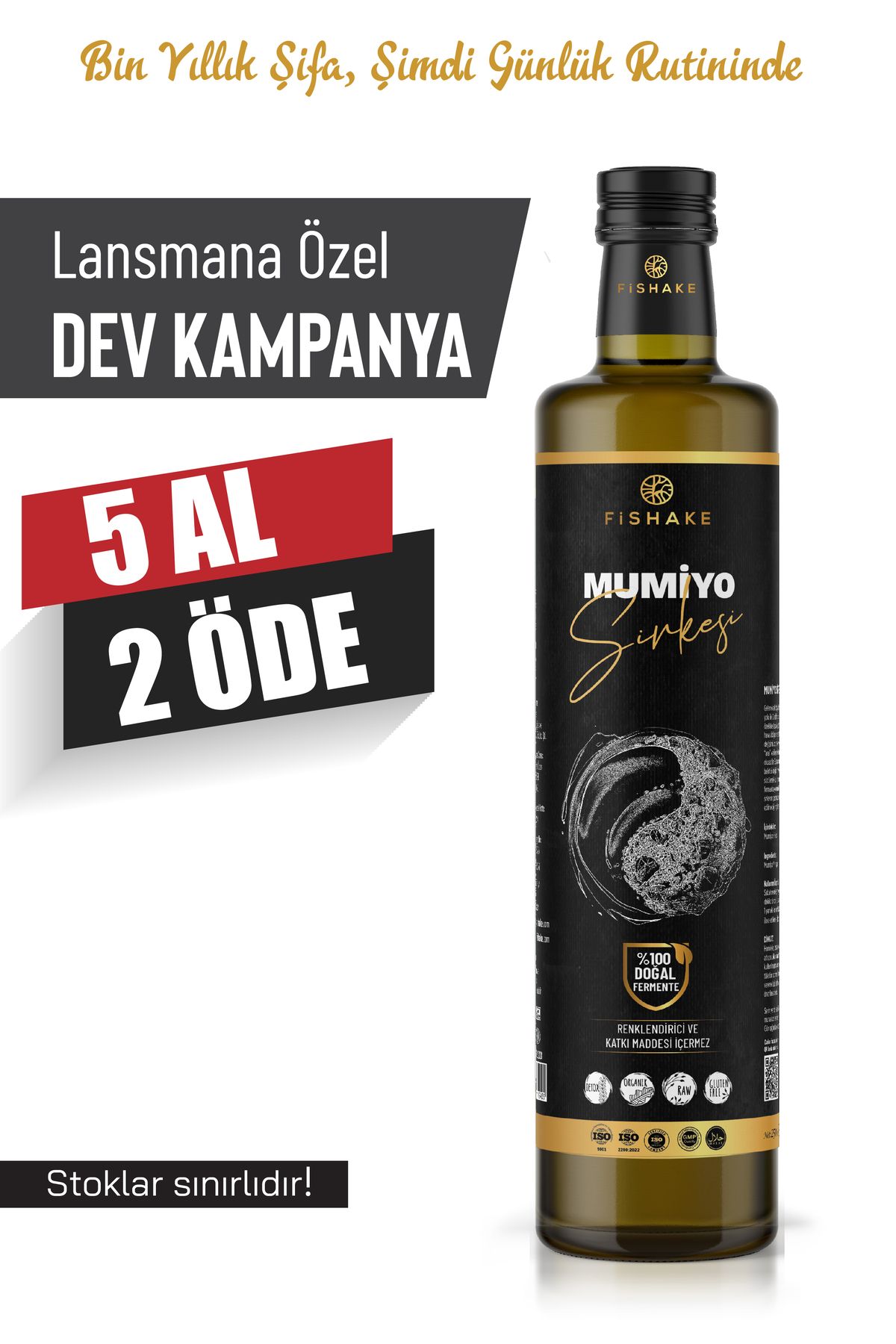 FiShake Mumiyo Sirkesi ( %100 Doğal Fermente )