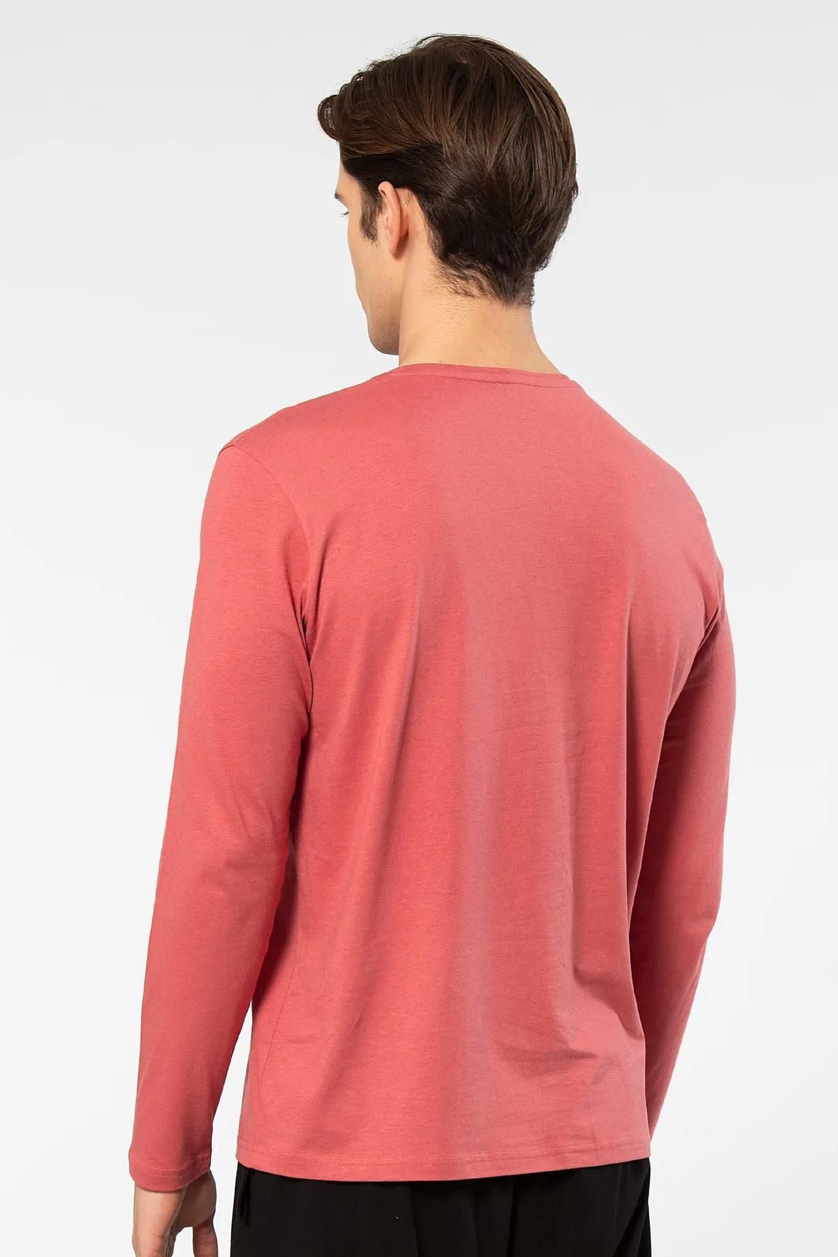 Cacharel-Men's 50% Modal, 50% Cotton V-Neck Long Sleeve T-Shirt 4
