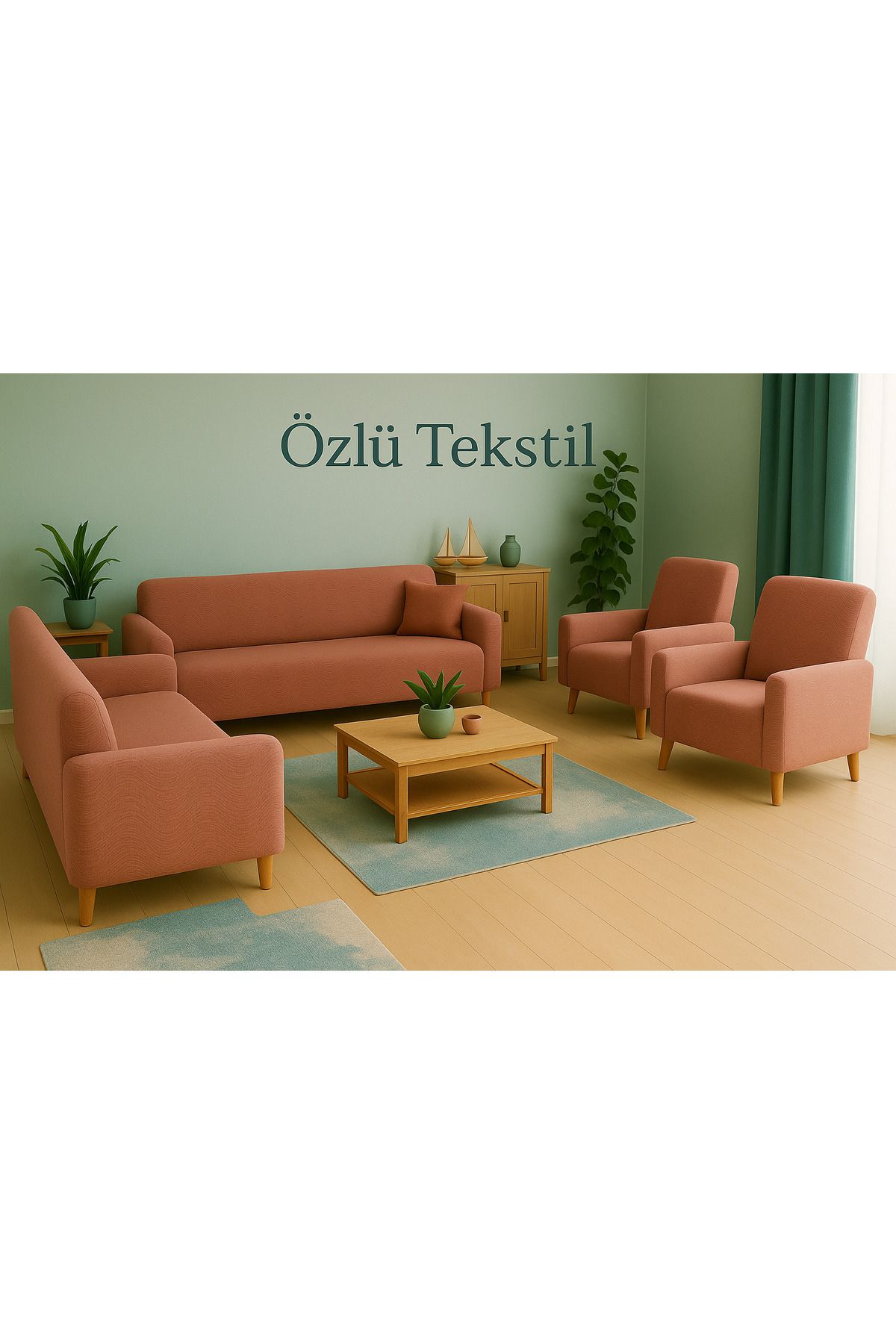 Özlü Home Maksi Çekyat Örtüsü, Kaymaz, Terletmez, Yakmaz, 3+3+1+1