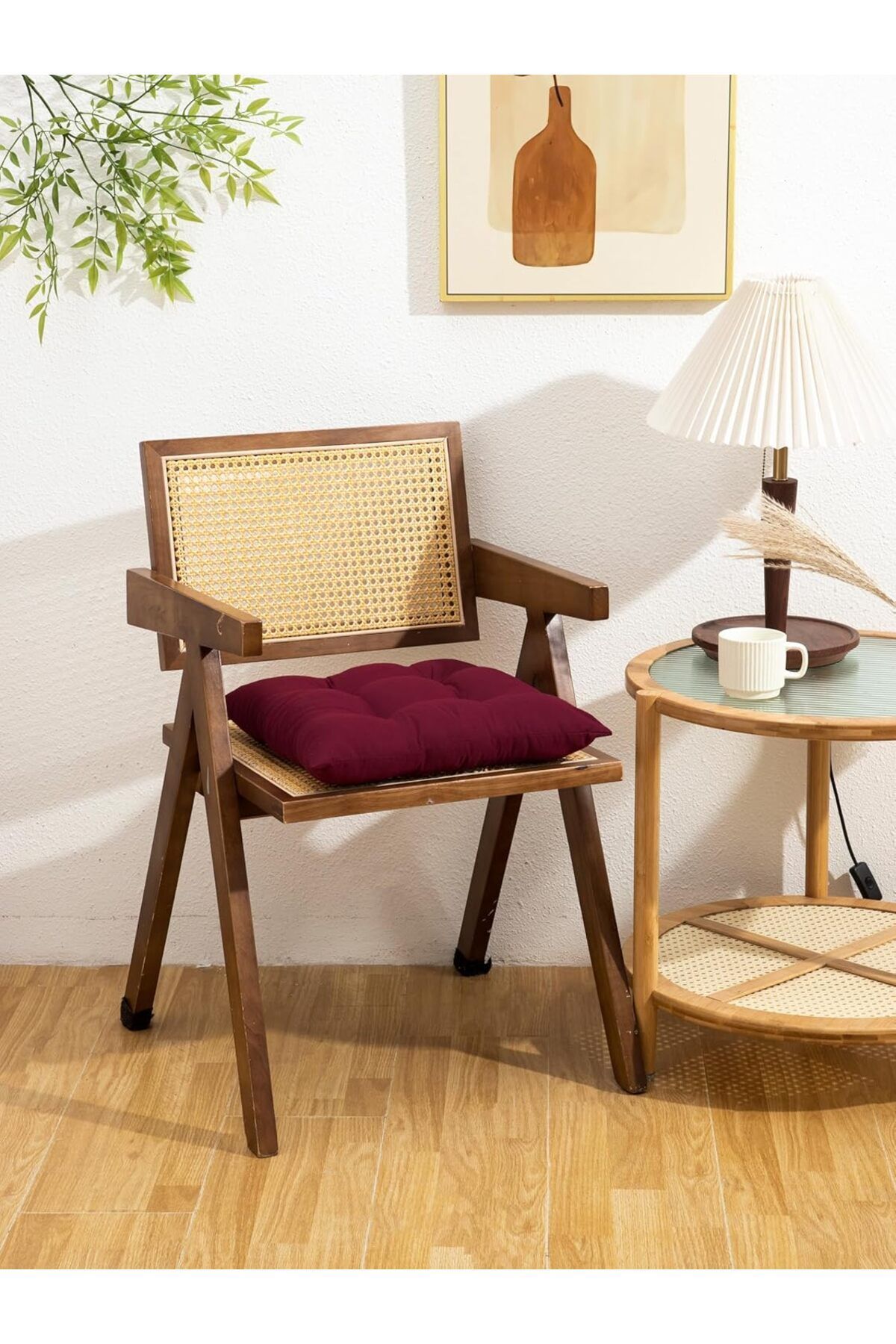 AKGÜN EV TEKSTİLİ Pofidik Sandalye Minderi Özel Dikişli Bağcıklı 40x40cm