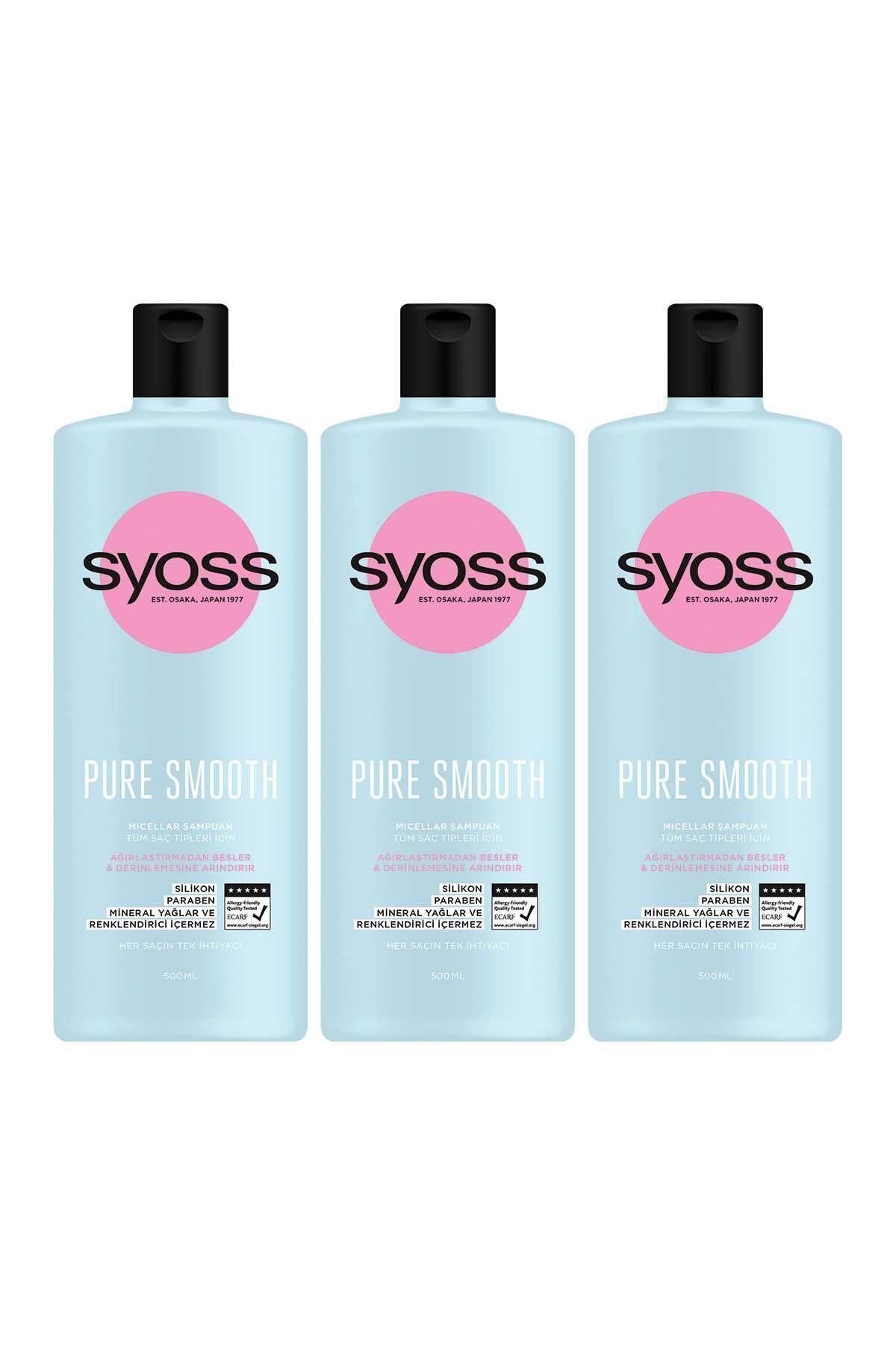 Syoss-Pure Smooth Micellar - Non-Weighting Care Shampoo 500ml x 3 Pieces 1