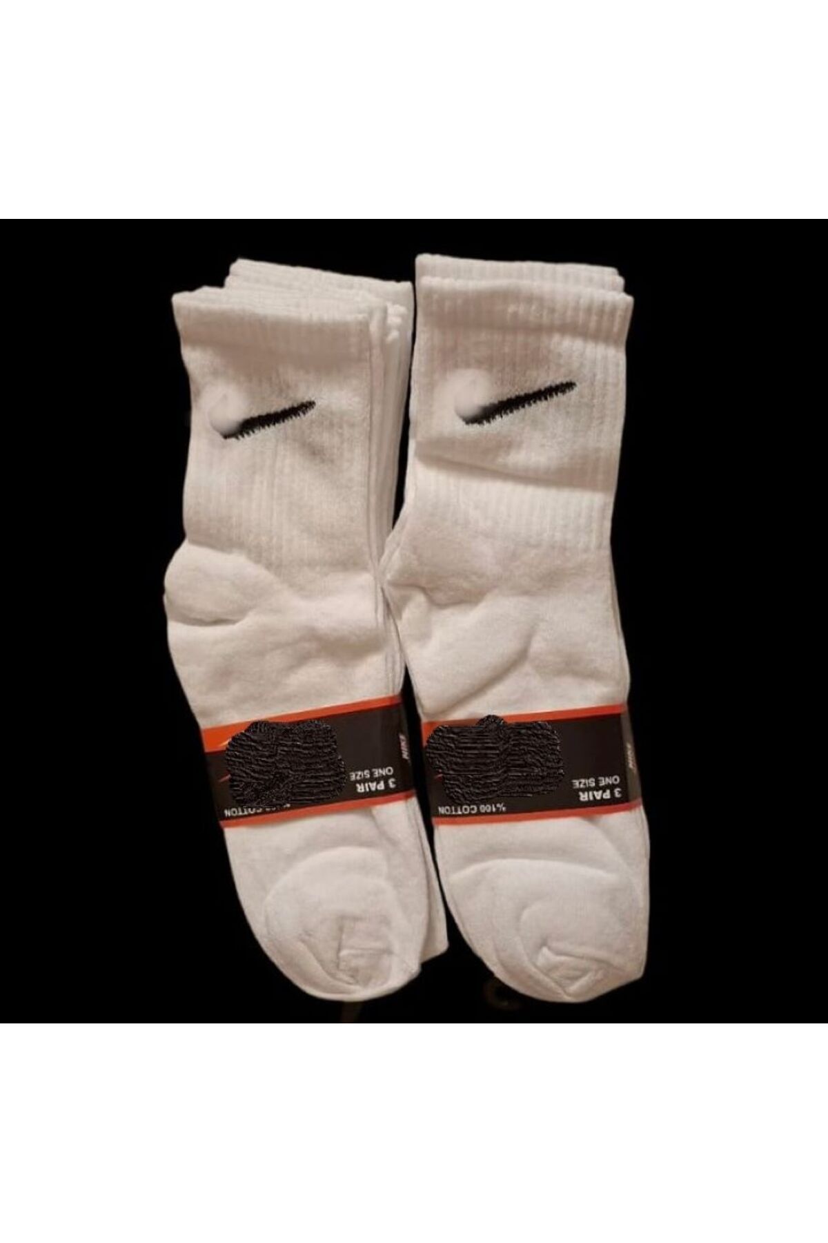 MultiButik 6 Çift Sport Desenli Esnek Erkek Kadın Unisex Beyaz Pamuklu Kolej Çorabı görsel 2