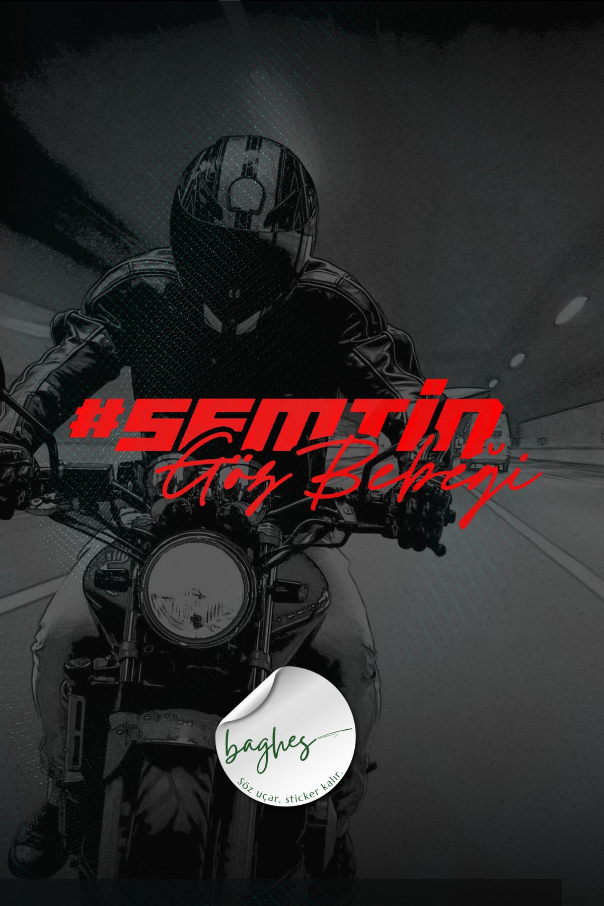 Baghes Semtin Göz Bebeği Yazı JDM Araba-Motosiklet Cam Etiket Sticker 19x6cm