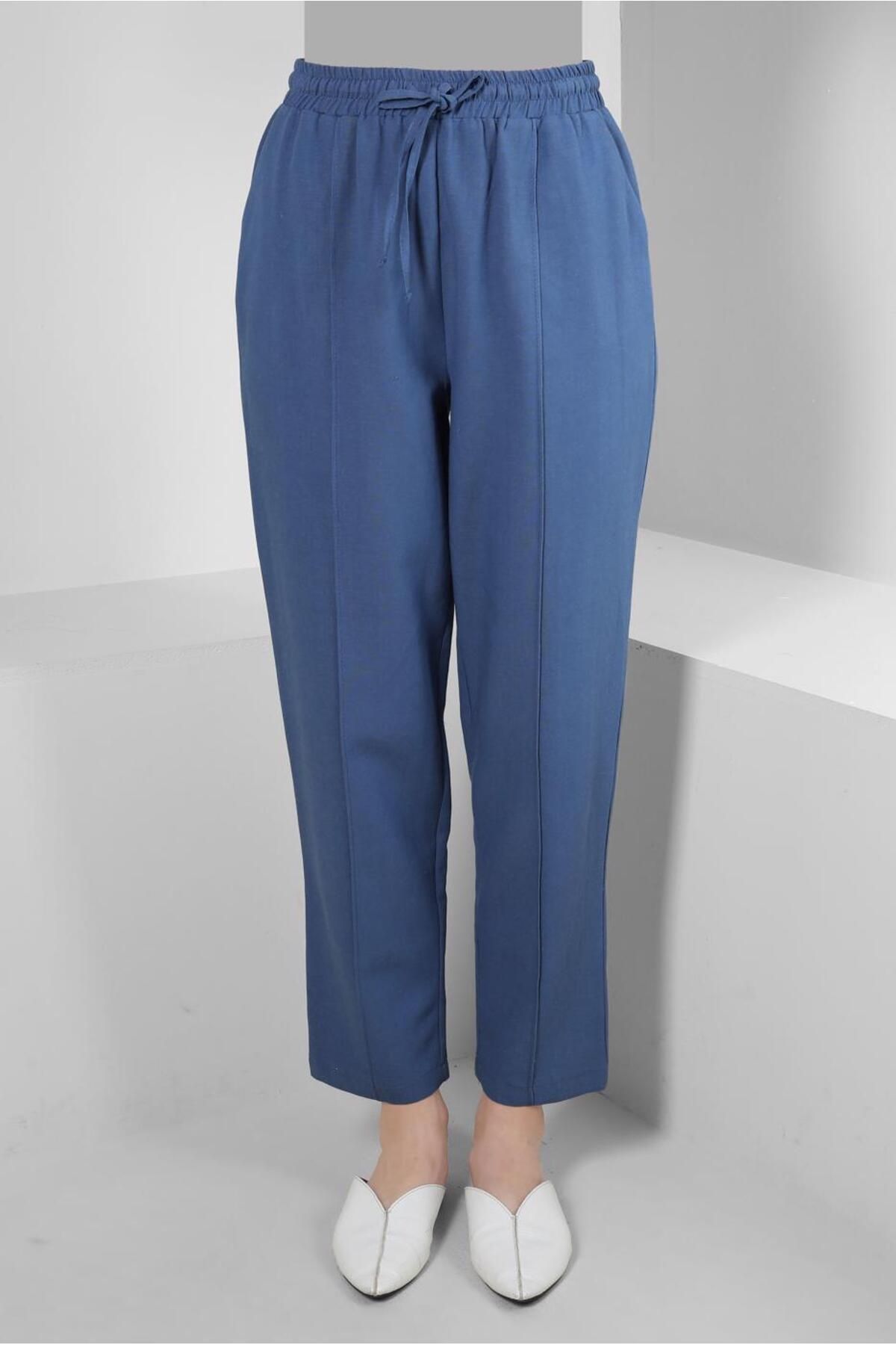 Alvina-LINEN PANT WITH ELASTIC BELI 70518 2