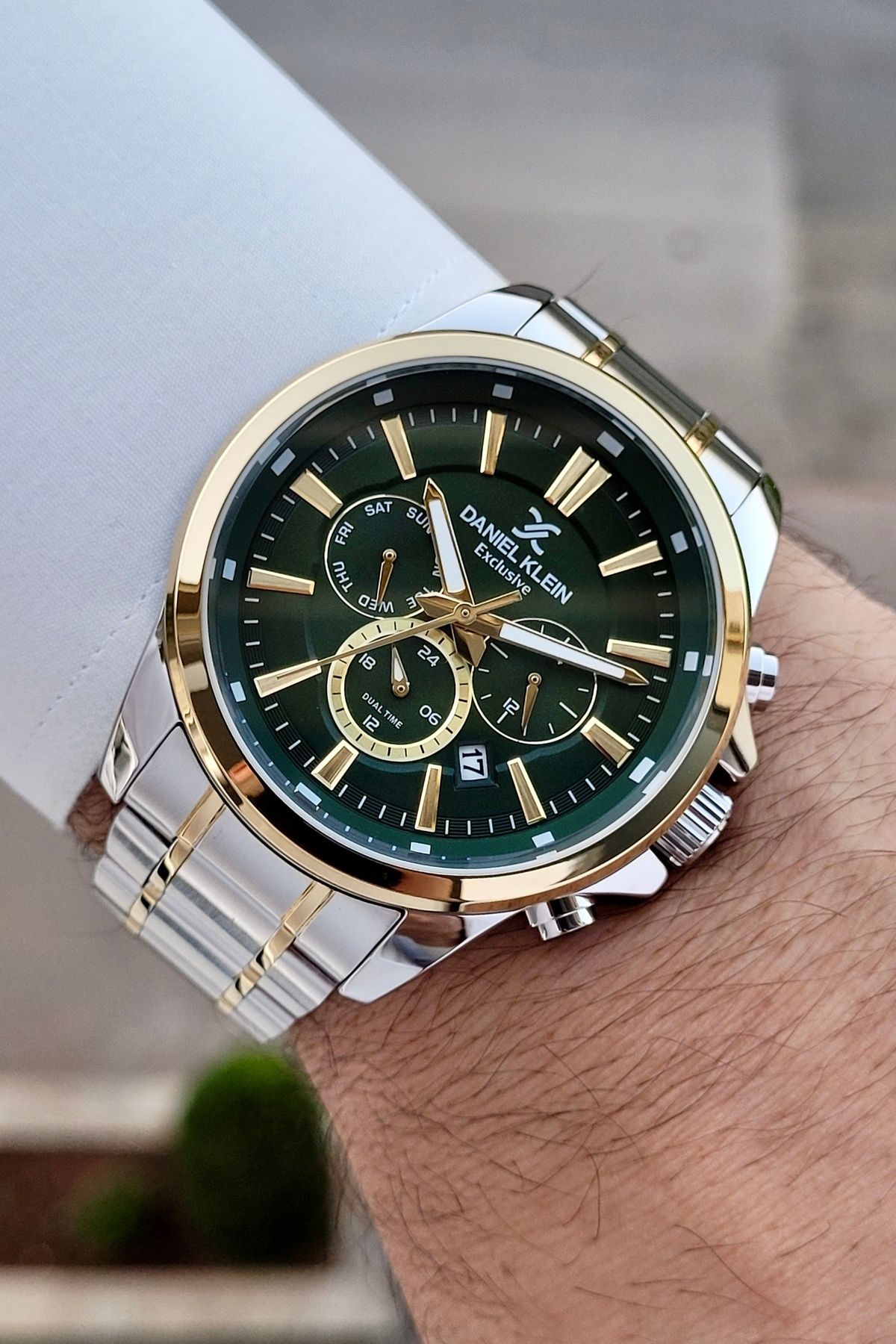 Daniel Klein Kadranı Yeşil Kordonu Sarı Silver Renk 24 Ay Garantili Fonksiyonları Aktif Erkek Kol Saati
