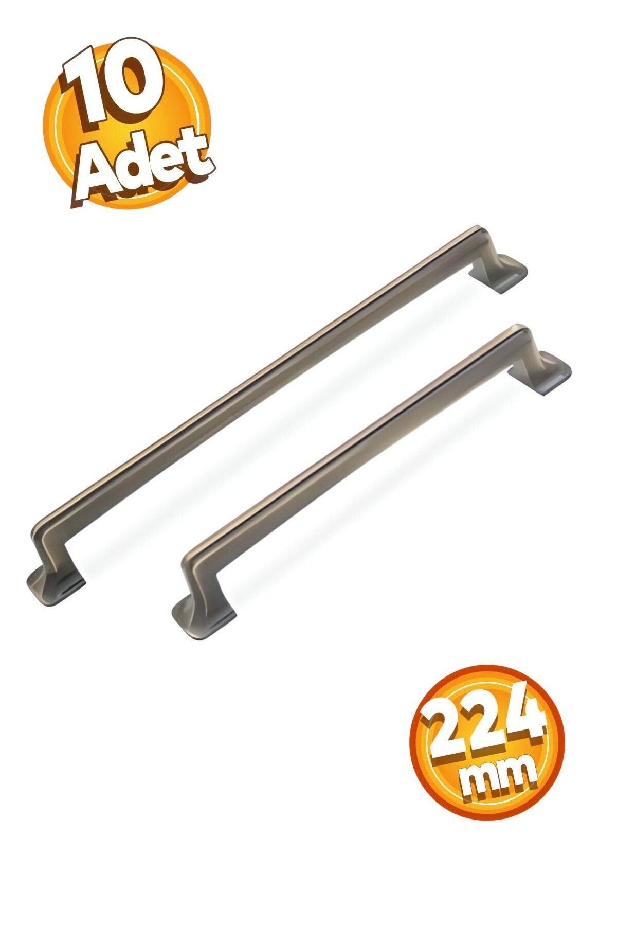 EGESEL Lux Dolap Çekmece Kulp Yukon Model 10 Adet 160 ve 224mm Mobilya Kulp 1. Sınıf Metal / Antik Sarı