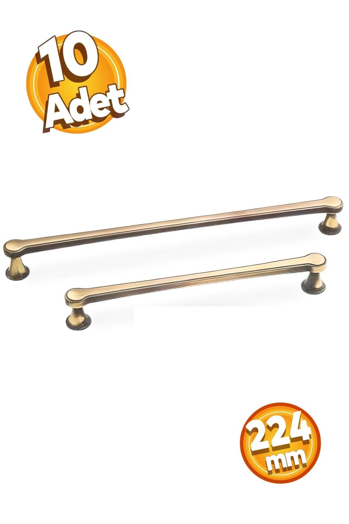 EGESEL Dolap Çekmece Kulp Zitaş Model 10 Adet 160 ve 224 mm Mobilya Kulp 1. Sınıf Metal / ANTİK SARI
