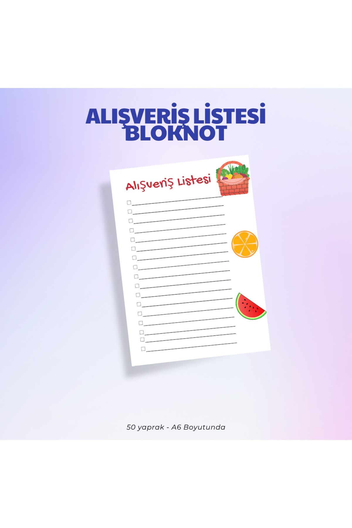 Nthouse Notehouse A6 Alışveriş Listesi Bloknotu – 50 Yaprak, Çek Kopar , 80gr Kağıt