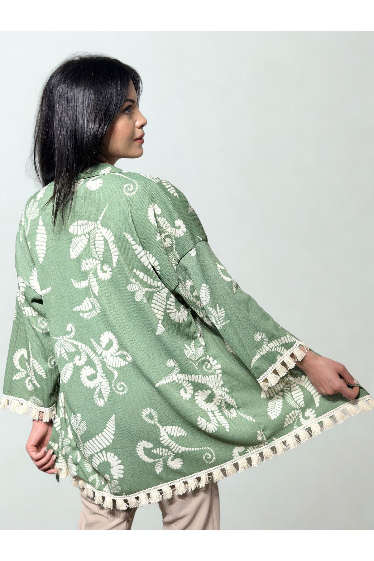 BELTICHA Desenli Rahat Kimono Yazlık Salaş Bürümcük Kimono Ceket