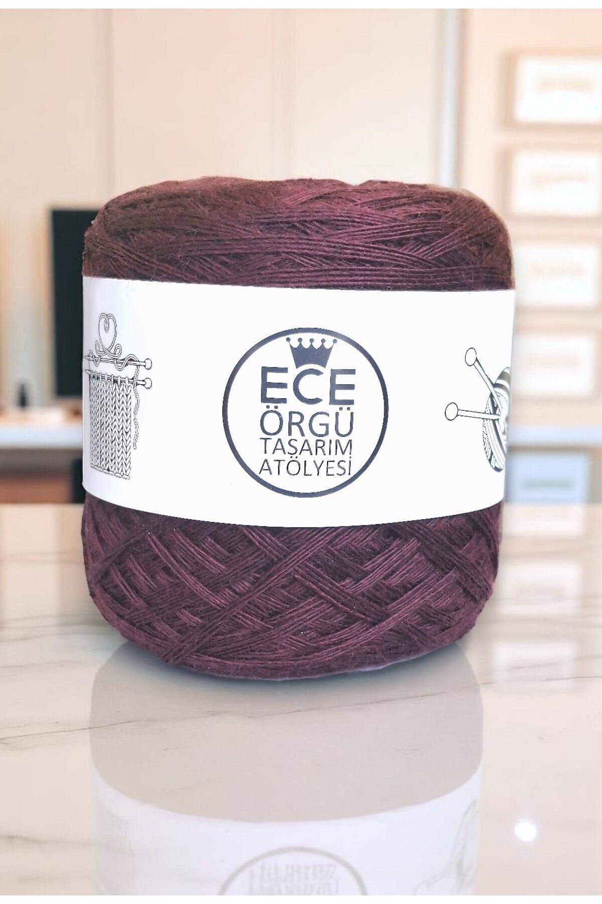 Ece Örgü Tasarım Atölyesi Premium kalite uçuk şarap rengi, çok parlak dut ipeği merino karışımı örgü ipi (100gr.)