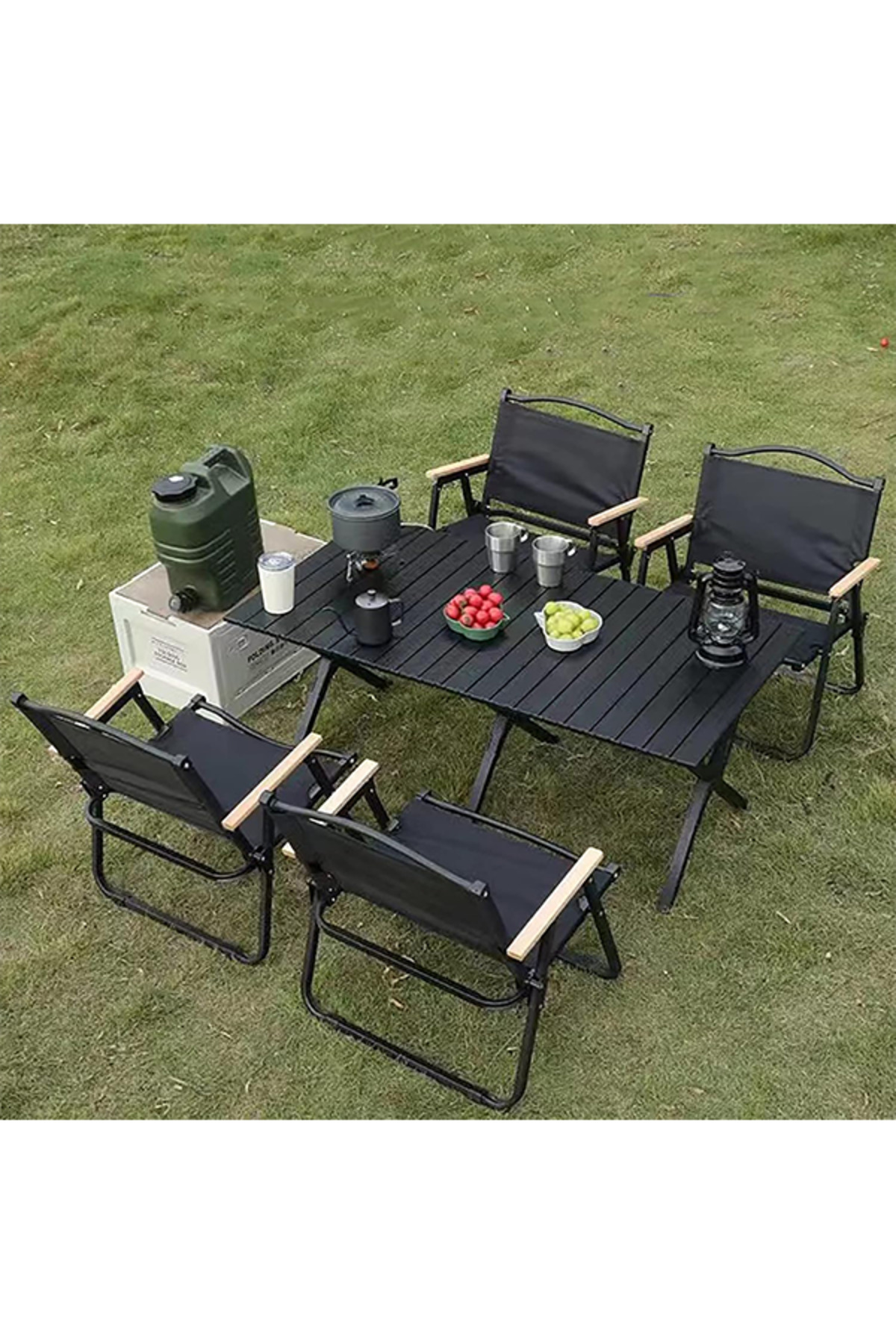 كرسي تخييم قابل للطي بإطار من الألومنيوم، للنزهات والشاطئ والحديقة، أسود - 78 ارتفاع × 40 ارتفاع × 52 عمق × 52 عرض سم