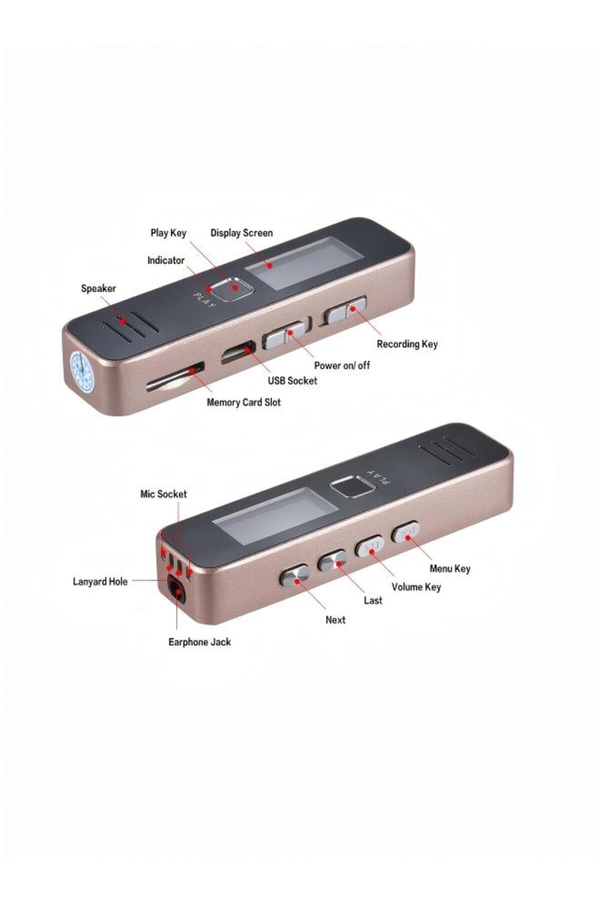 Generic-Digital Voice Recorder Audio Dictaphone MP3 Player USB Flash Disk for Meeting EABC21 Gold 2