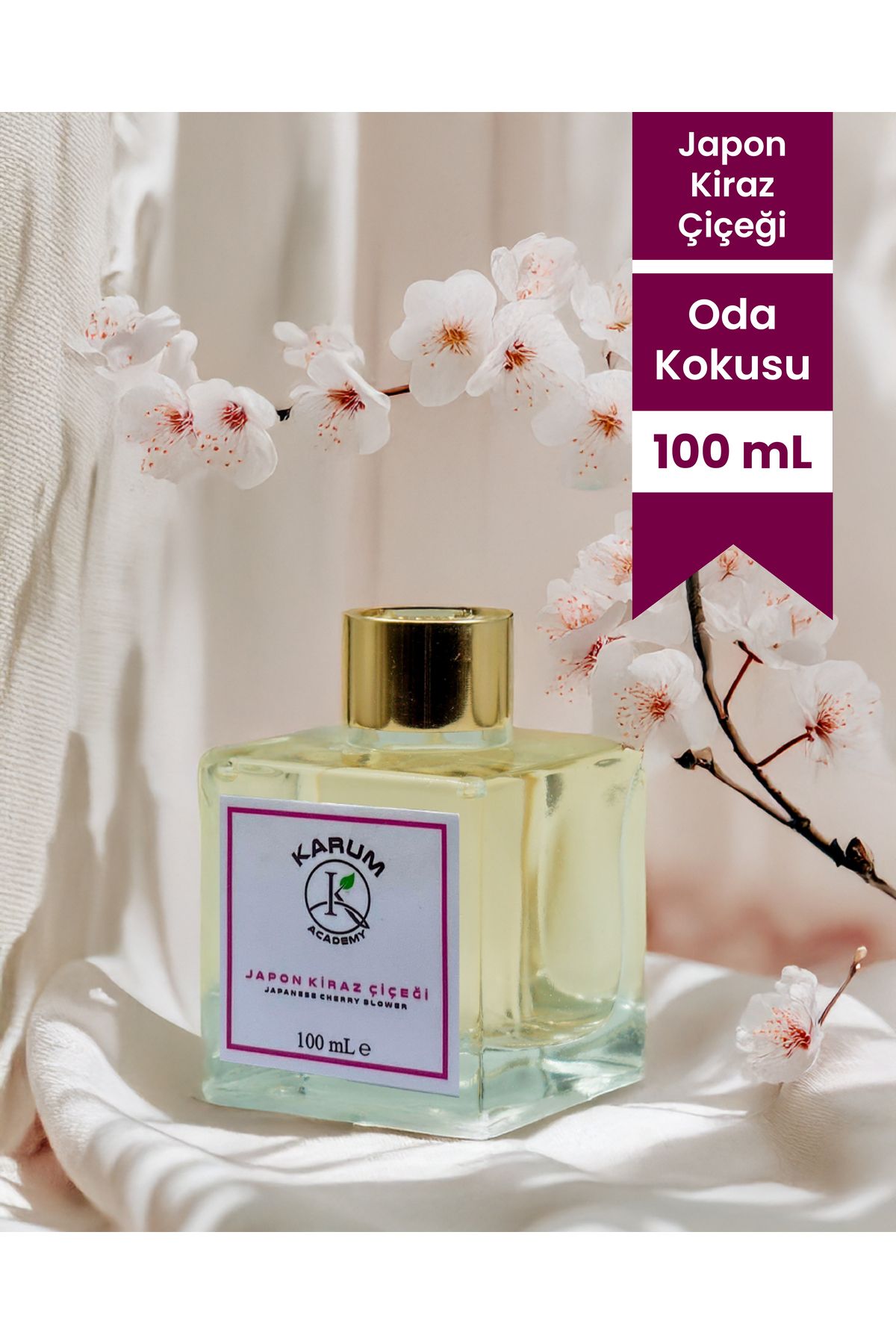karum academy Japon Kiraz Çiçeği – Evinize Baharın Zarafeti Gelsin Çubuklu Kare Oda Kokusu 100ml