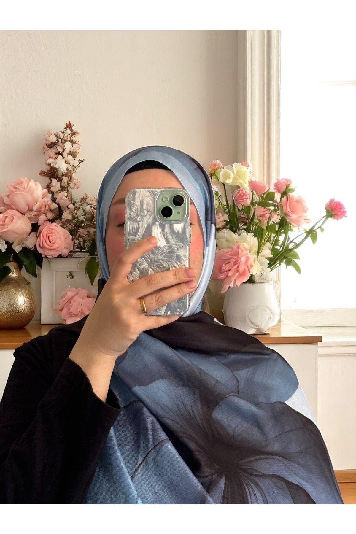 Lavena scarfs Lotus Serisi Çiçekli Desen Pamuklu Dijital Soft Şal