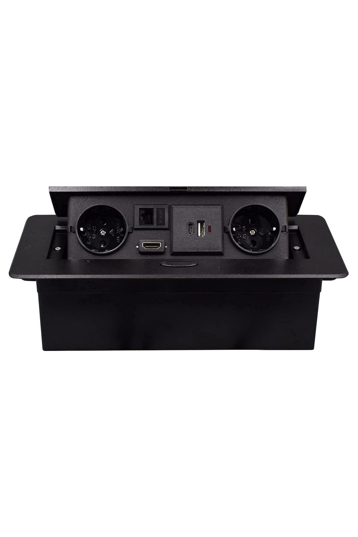 ATOMKIT-Built-in Socket in Furniture, 2 Schuko Sockets, USB-C, HDMI Input, Network Input 1