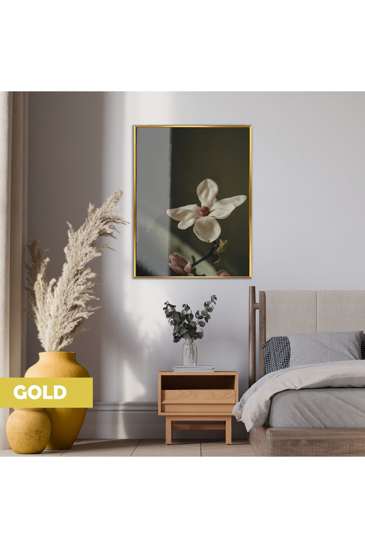 Harikabirev HARİKABİREV|ORCHID ÇİÇEK MACRO MODEL 01 |ÇERÇEVELİ TEMPERLİ CAM TABLO TEKLİ DİKEY