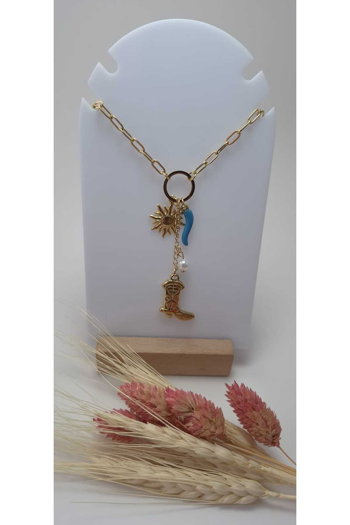 takısaat Charm Gold Çelik Kolye
