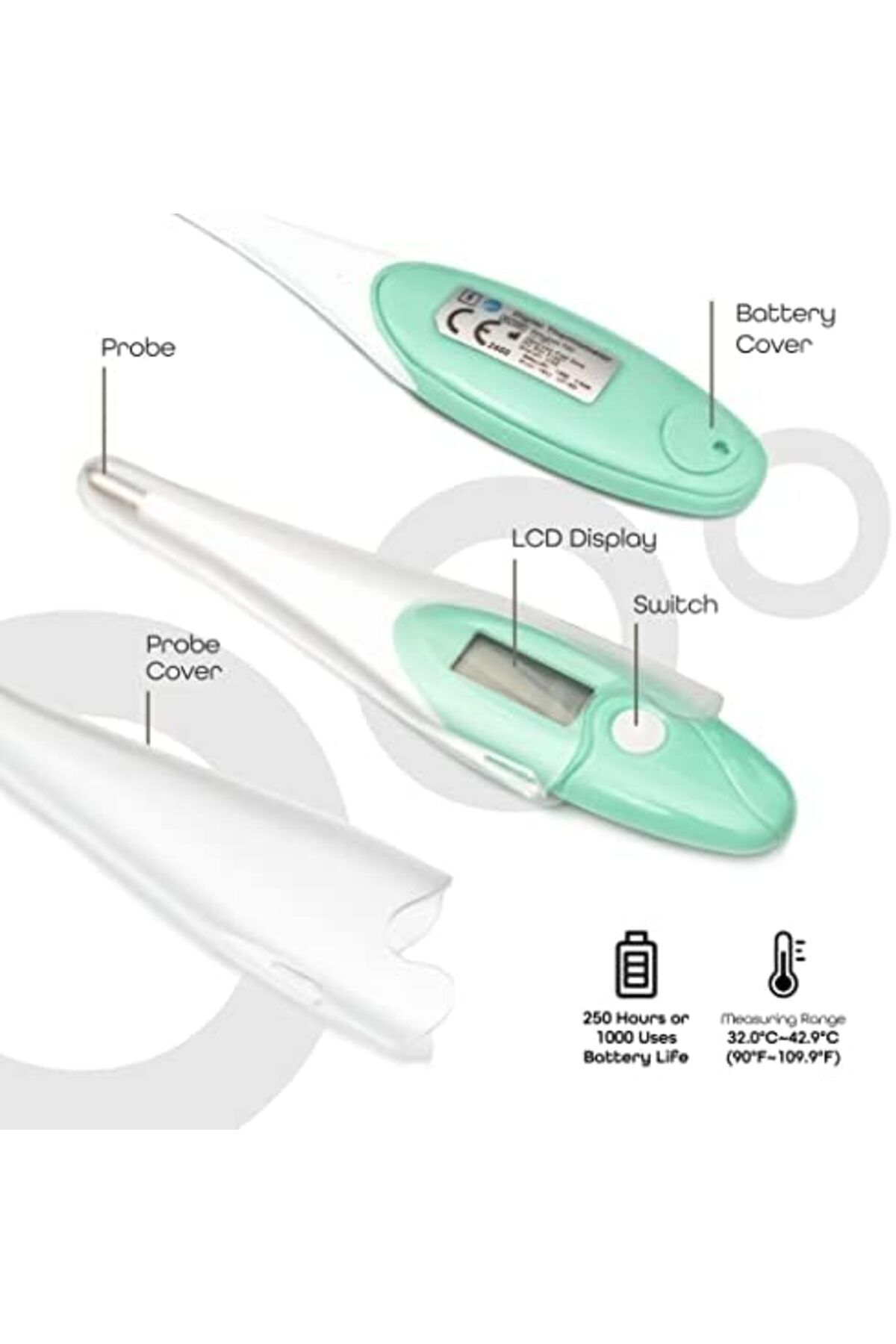 Moon-Digital Thermometer Child Adult Body Digital Medical LCD Thermometer Oral Rectal Unde 4