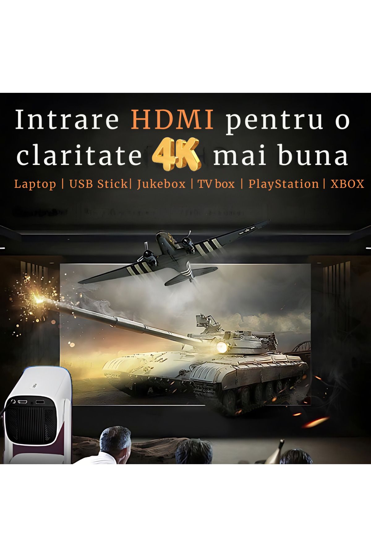 ATOMKIT-Video projector with battery included, Over 2 hours of operation, EU plug connection, 160 ANSI, White 5