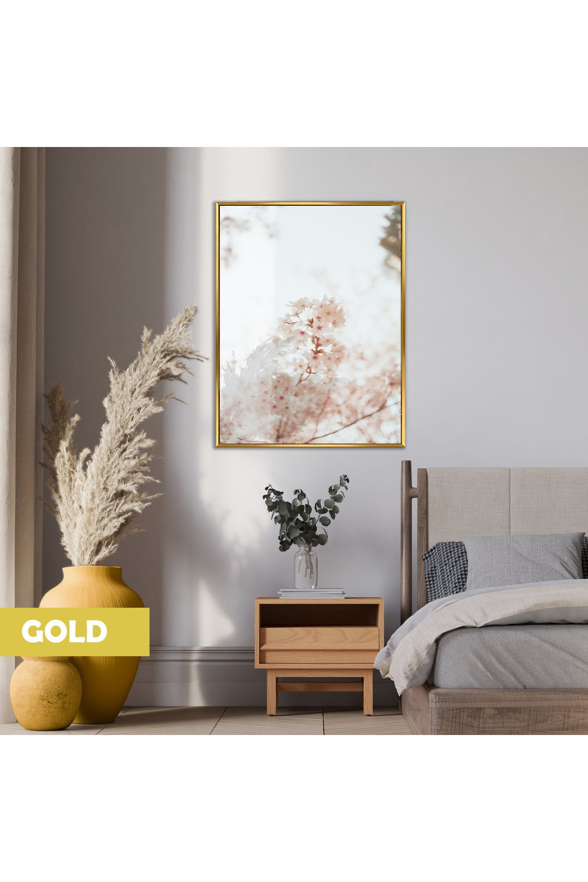 Harikabirev HARİKABİREV|ÇİÇEK DALI (BLOSSOM) MODEL |ÇERÇEVELİ TEMPERLİ CAM TABLO TEKLİ DİKEY