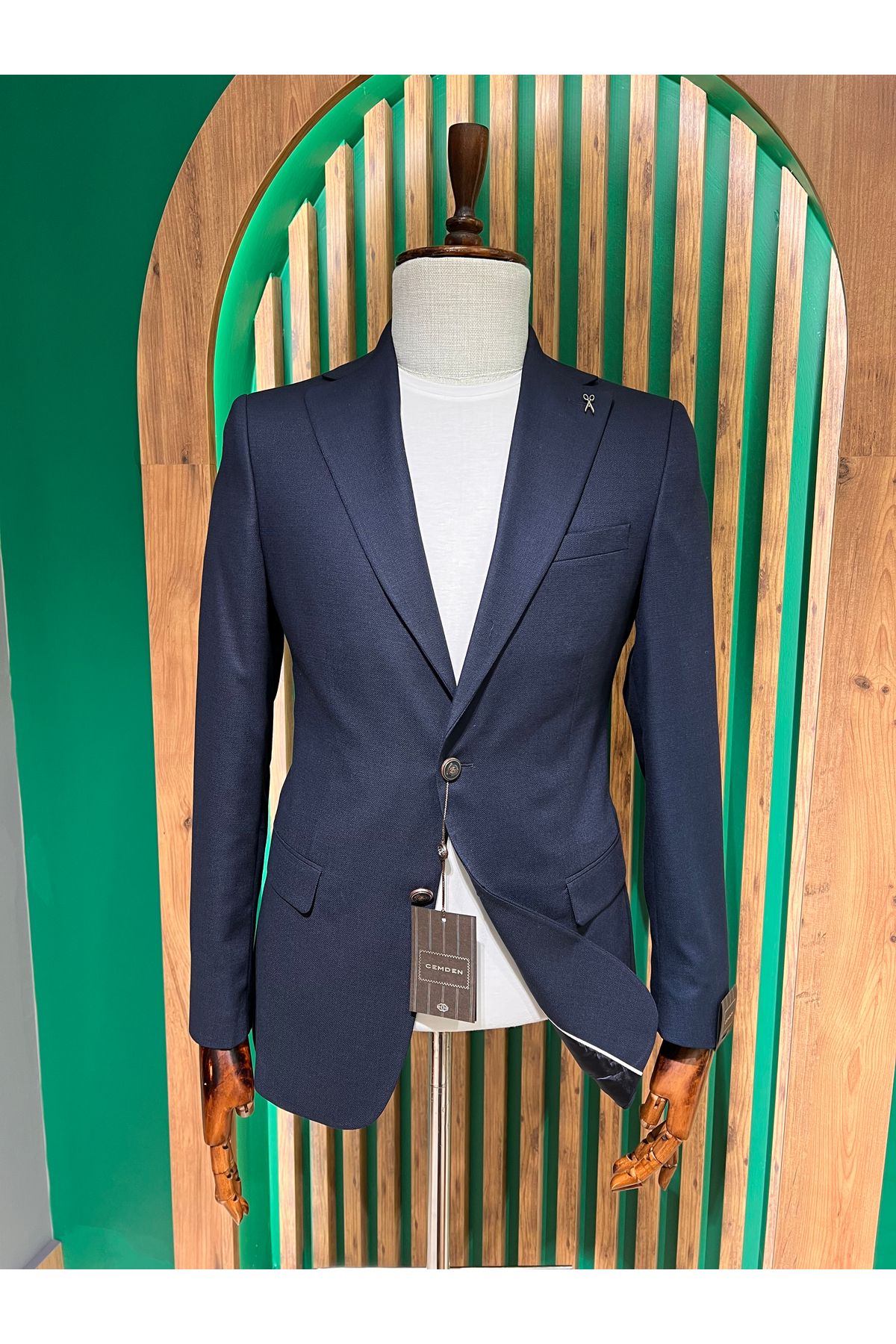 cemden Erkek Lacivert Regular Fit Mono Yaka Ceket