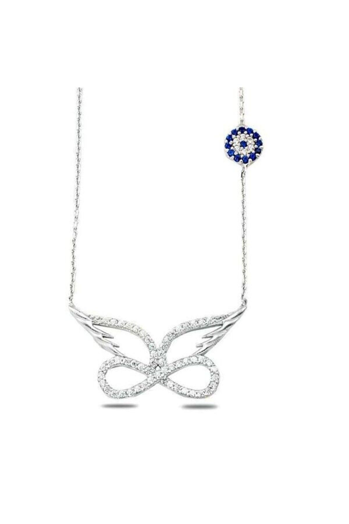 shop Sonsuzluk Melek Kanadı Nazarlı 925 Ayar Gümüş Kolye