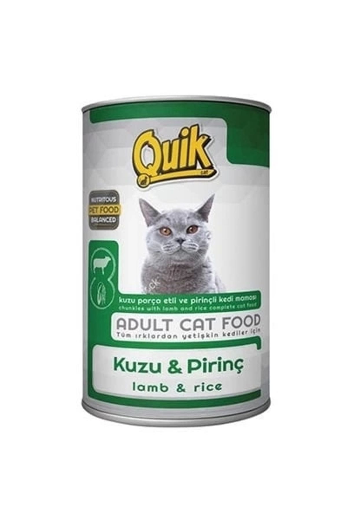 thebestnzm Quik Kuzu Etli ve Pirinçli Yetişkin Konserve Kedi Maması 415 Gr
