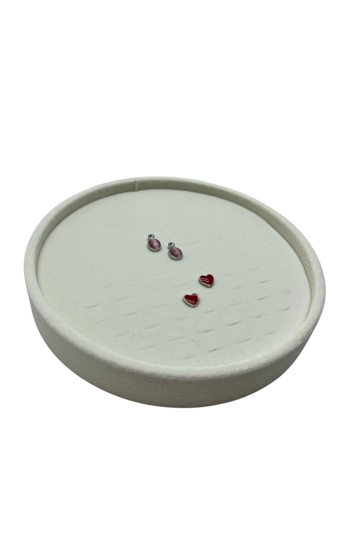 MeGass Dekor Silindir Model Süet Kumaş 20/20 cm Batırmalı Küpe-Piercing Tablası