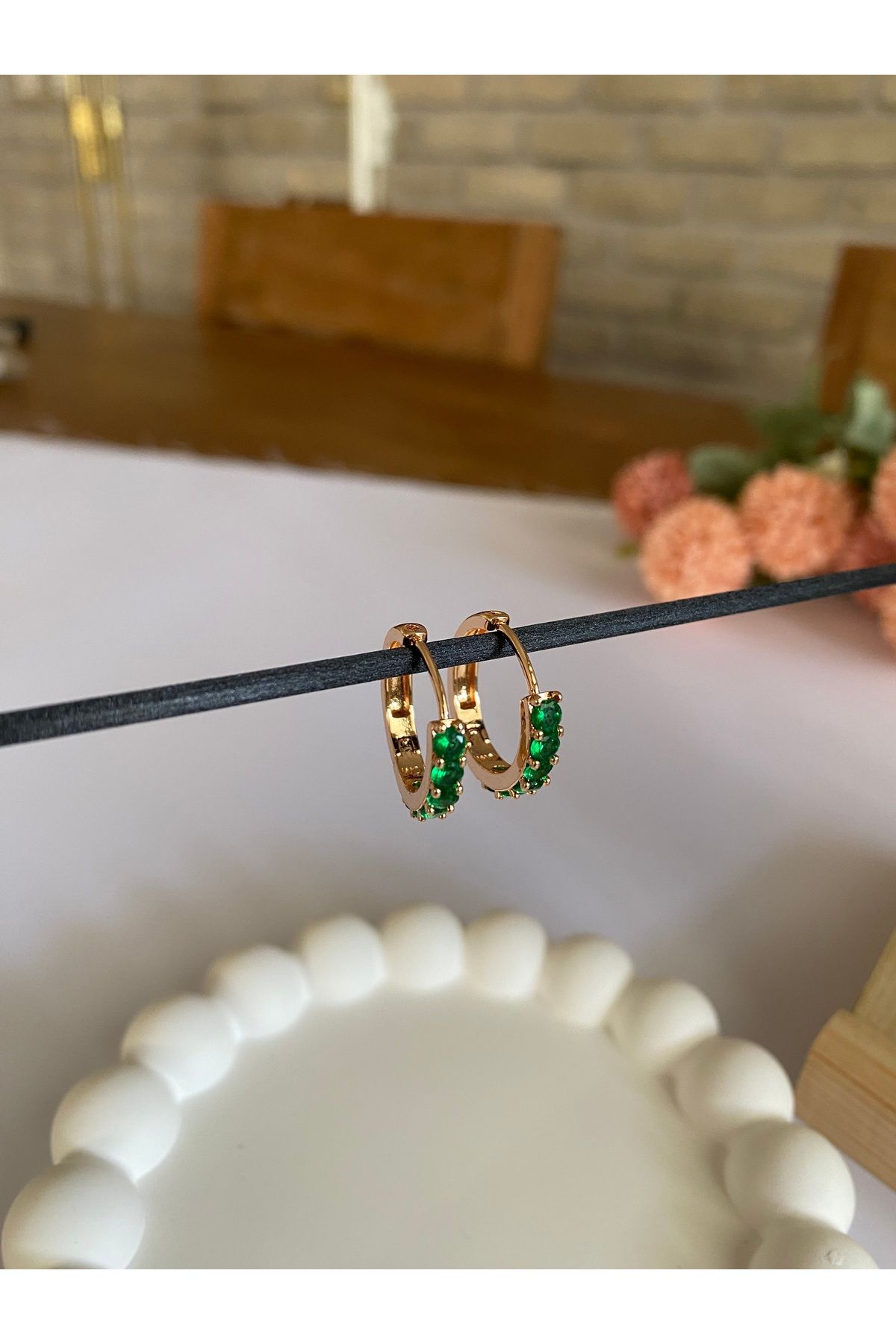 Lorinya Butik Yeşil Çelik Küpe