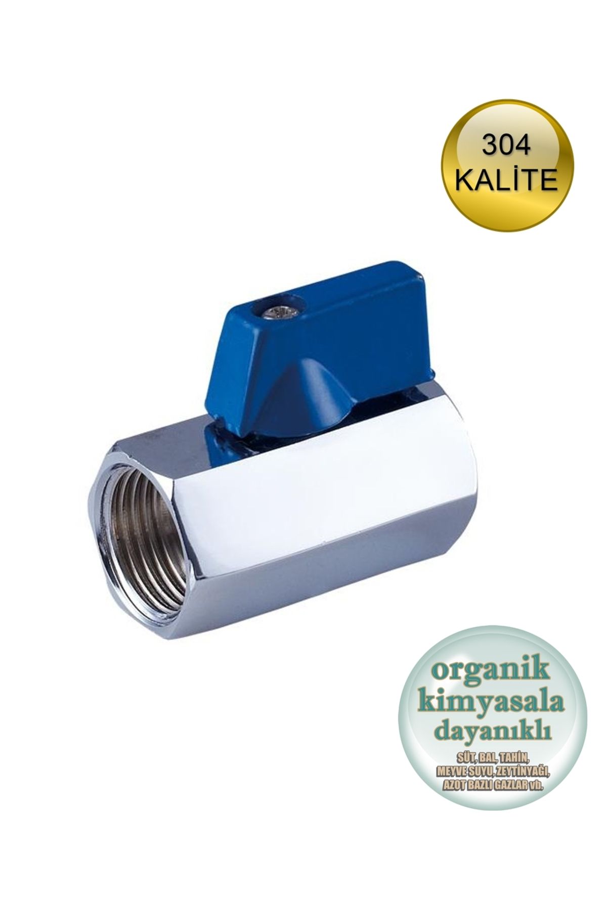 abcpaslanmaz Mini Küresel Vana - 1/4'' Dişi/Dişi Mini Vana - 304 Kalite Krom Paslanmaz Vana