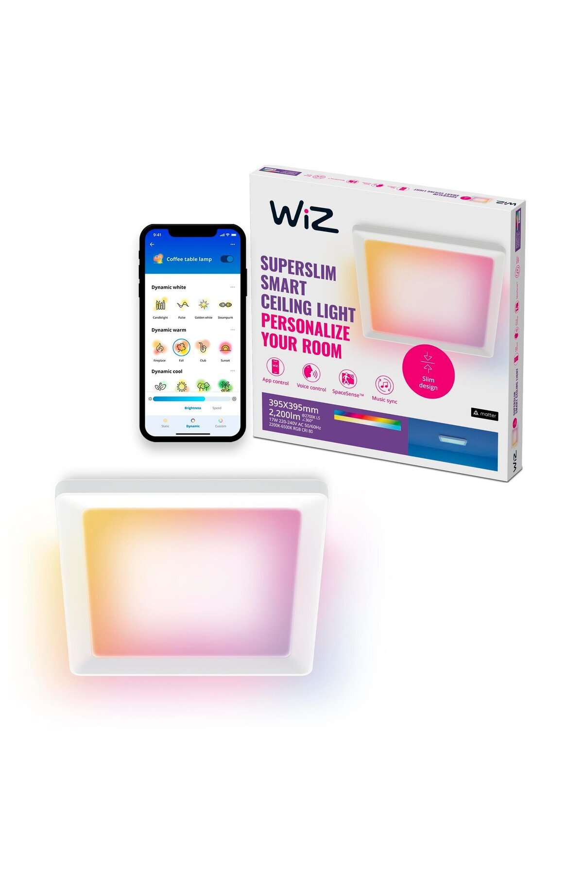 Beyaz Akıllı Sıva Üstü RGB Kare Panel Tavan Armatürü 17W