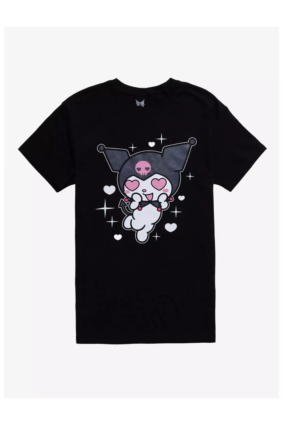 DEEFWEAR Siyah Kuromi Heart Eyes Ön Baskılı Unisex Oversize Tshirt