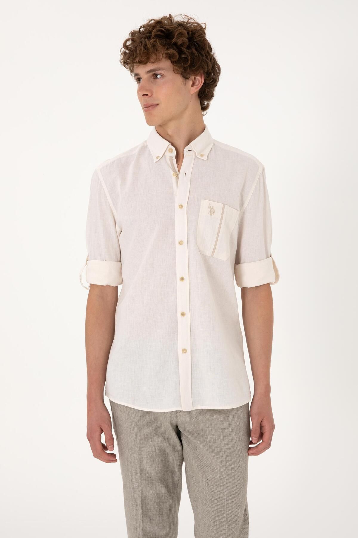 U.S. Polo Assn. U.s. Polo Assn. Erkek Uzun Kollu Taş Regular Pamuk Katen Karışımlı Gömlek 2106703