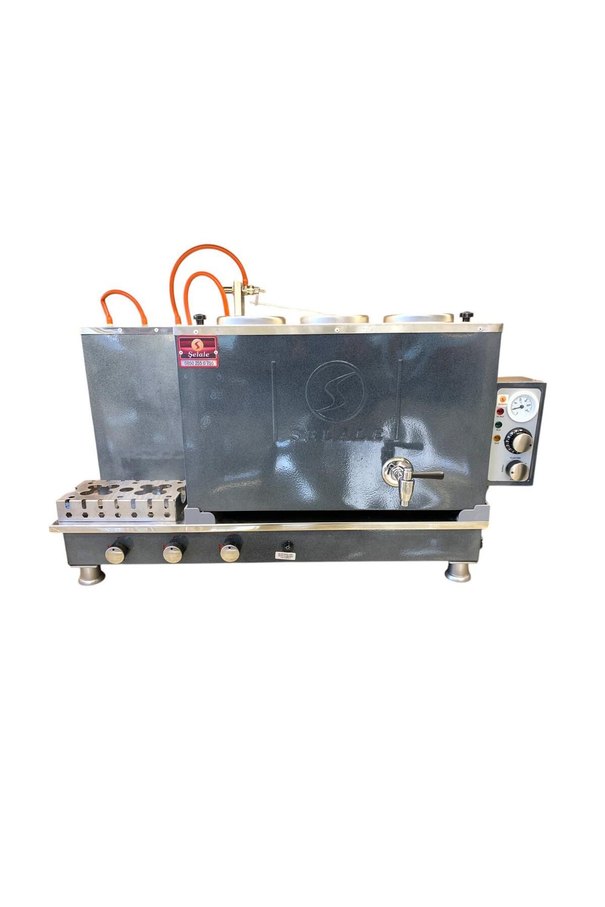 Meşale 3 Demlikli Chromat Şelale Elektrikli + Gazlı Full Otomatik Çay Kazanı
