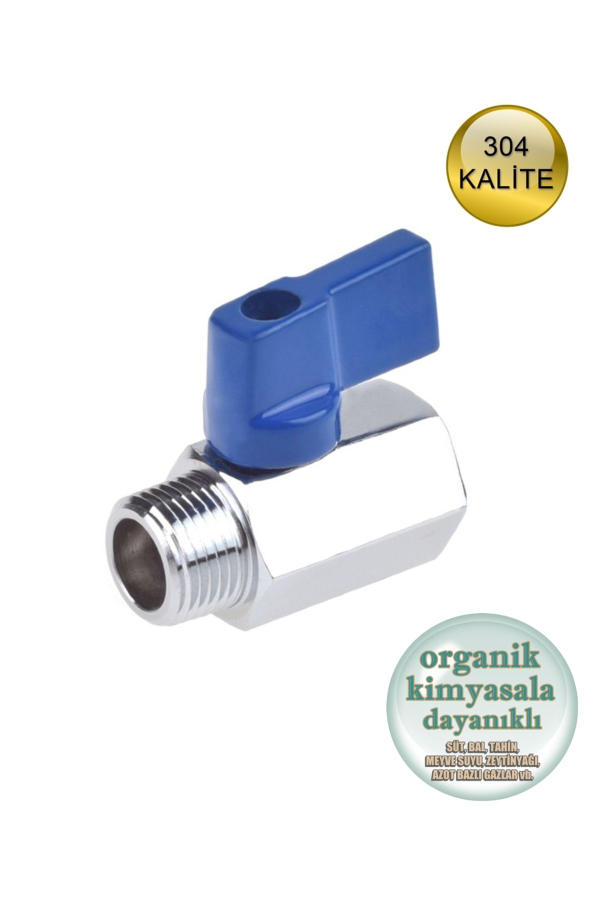abcpaslanmaz Mini Küresel Vana - 1/4'' Erkek/Dişi Mini Vana - 304 Kalite Krom Paslanmaz Vana