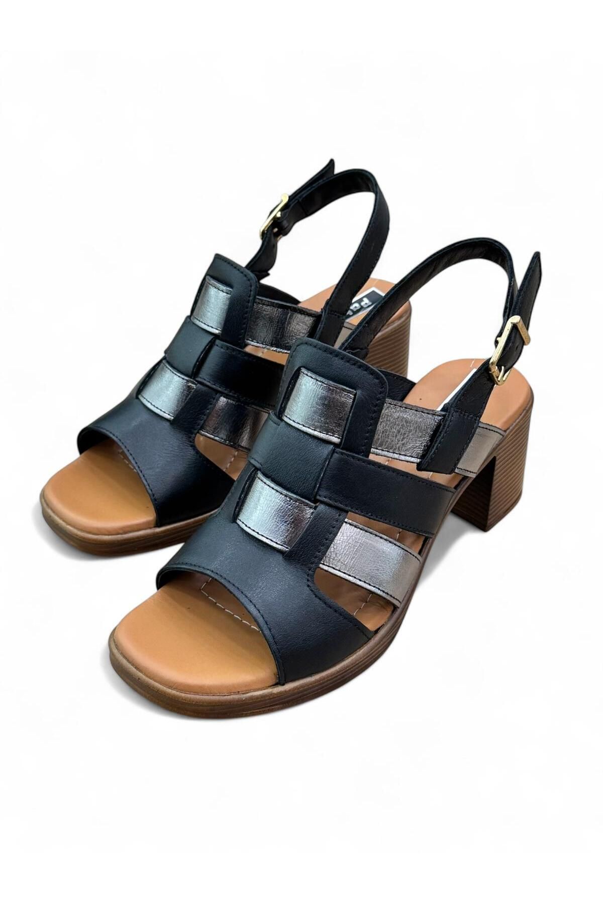 PATRON SHOES Hakiki Deri Topuklu Kadın Sandalet
