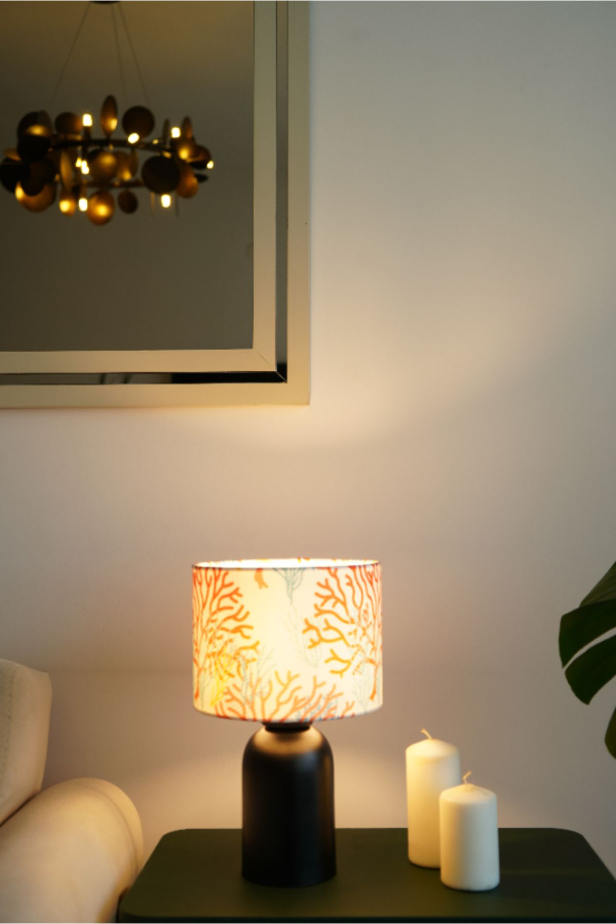 retro home design Özel Siyah Ayaklı Deniz Börülcesi Baskılı Kumaş Şapka Şık Yatak Odası Salon Abajur Özel
